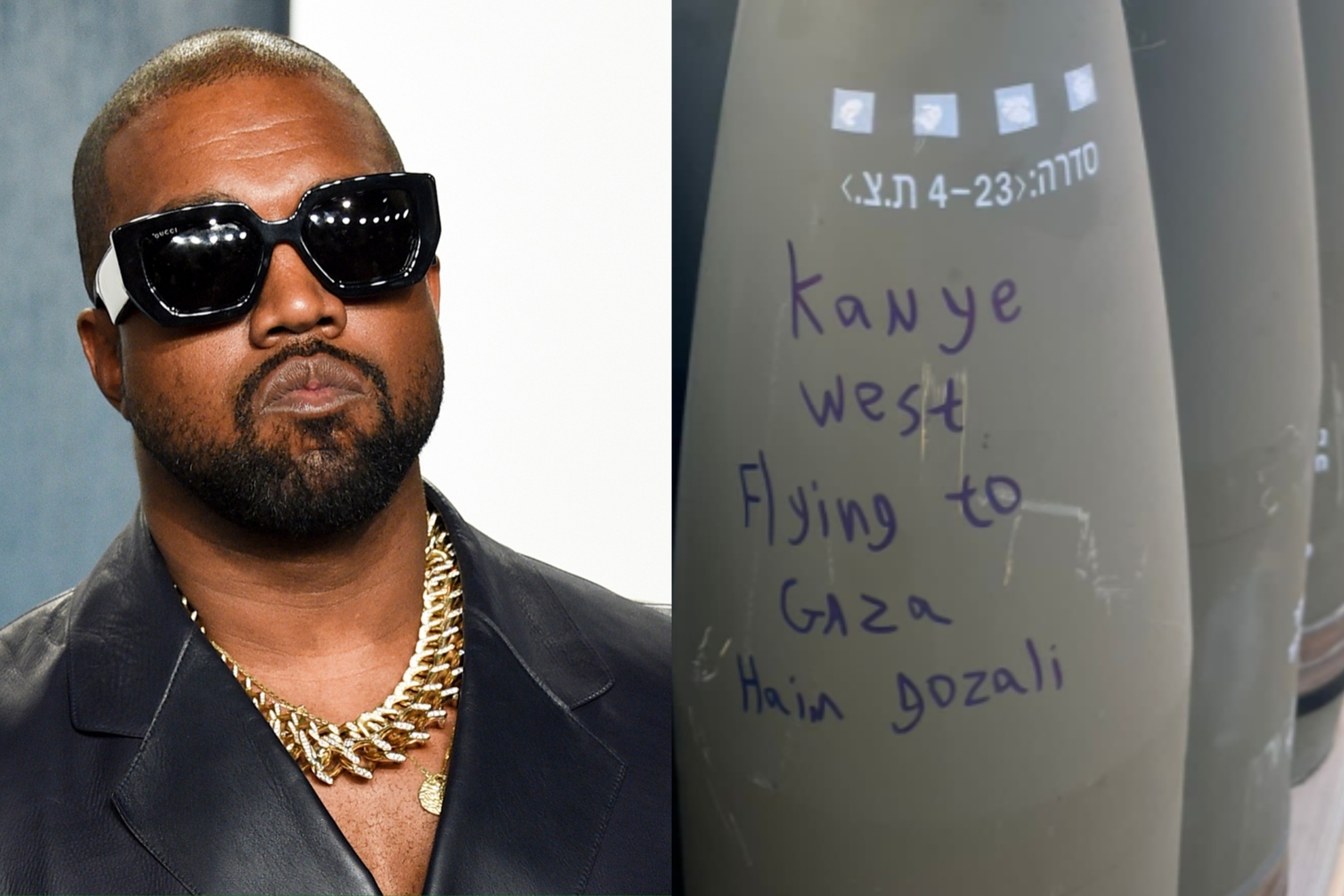 Kanye West has his name written on a missile heading to Gaza