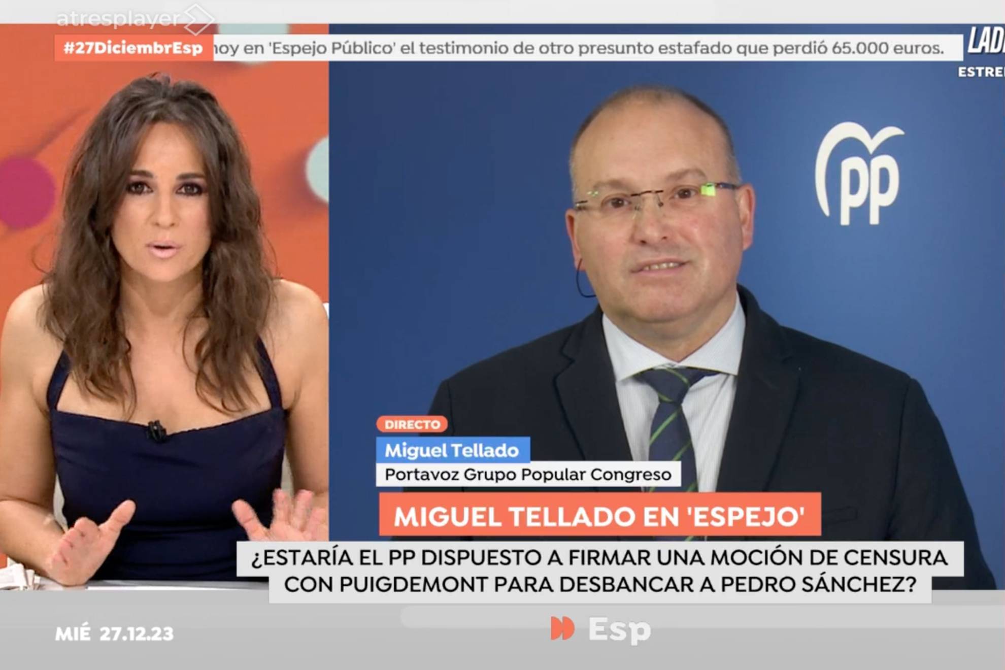 Miguel Tellado se refiere a Pedro Snchez como un presidente dbil y fraude electoral