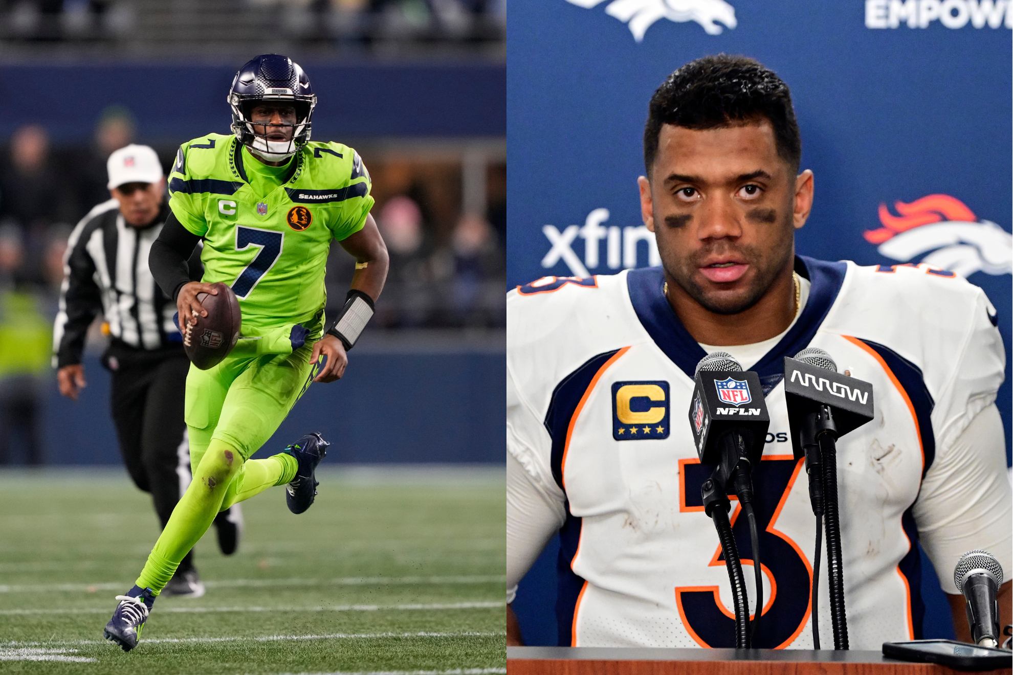 Smith (left) defended Wilson (right) after the former Seahawk was surprisingly benched on Wednesday.