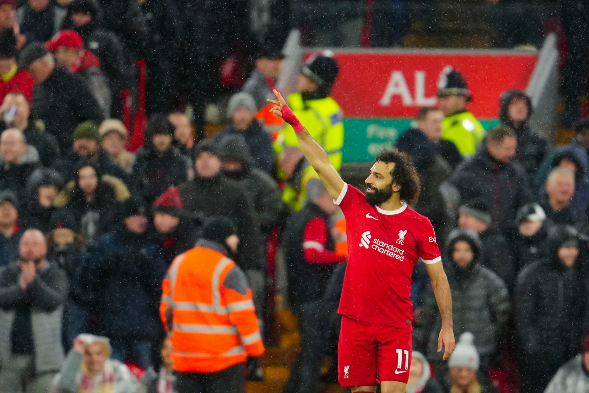 Salah celebra su gol ante el Newcastle.