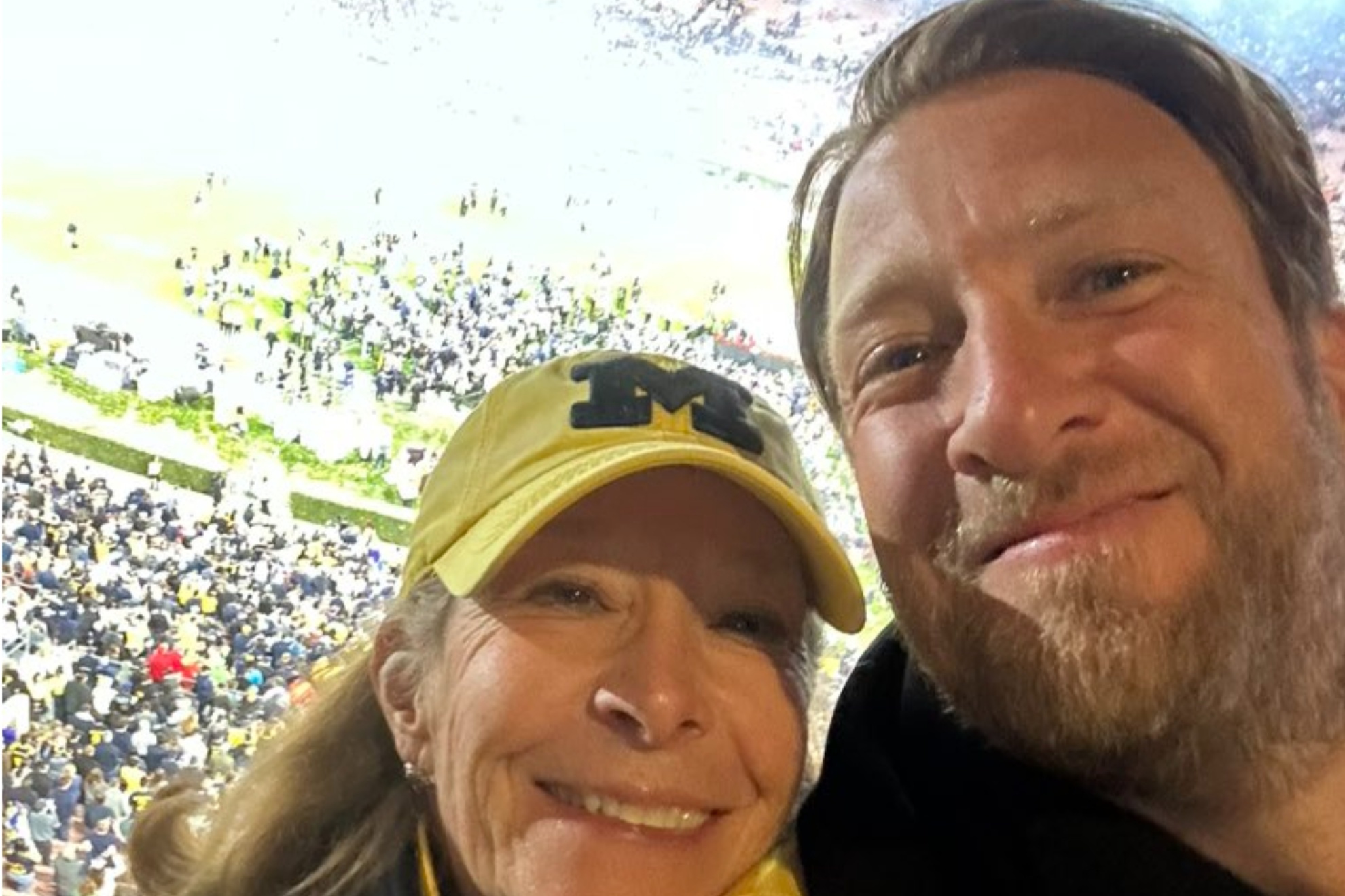 Dave Portnoy and his mother Linda celebrating at the Rose Bowl.