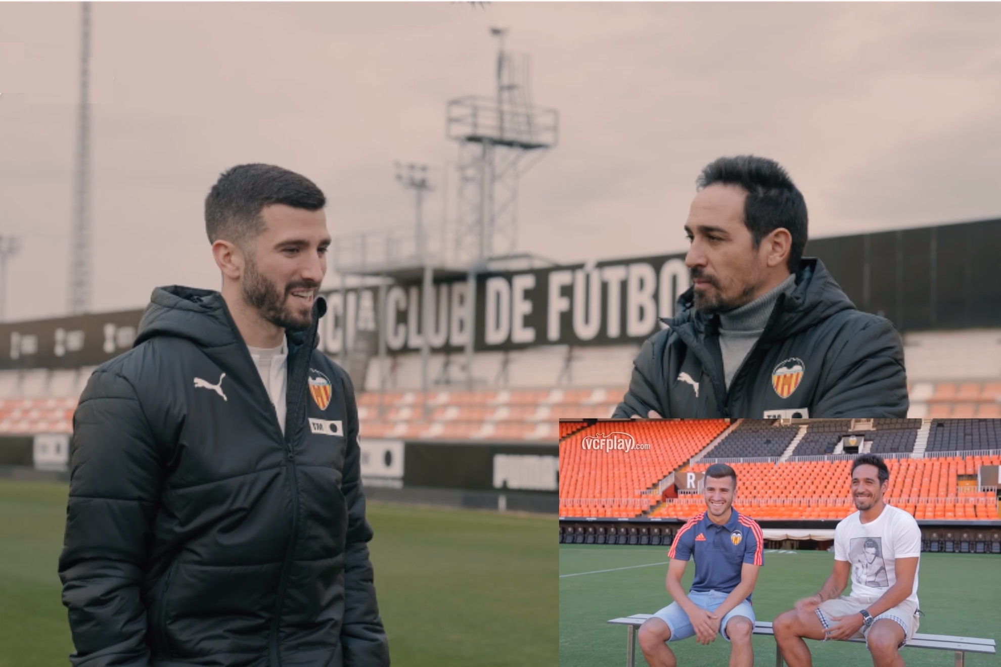 Jos� Luis Gay� y Vicente Rodr�guez en un v�deo del Valencia CF.