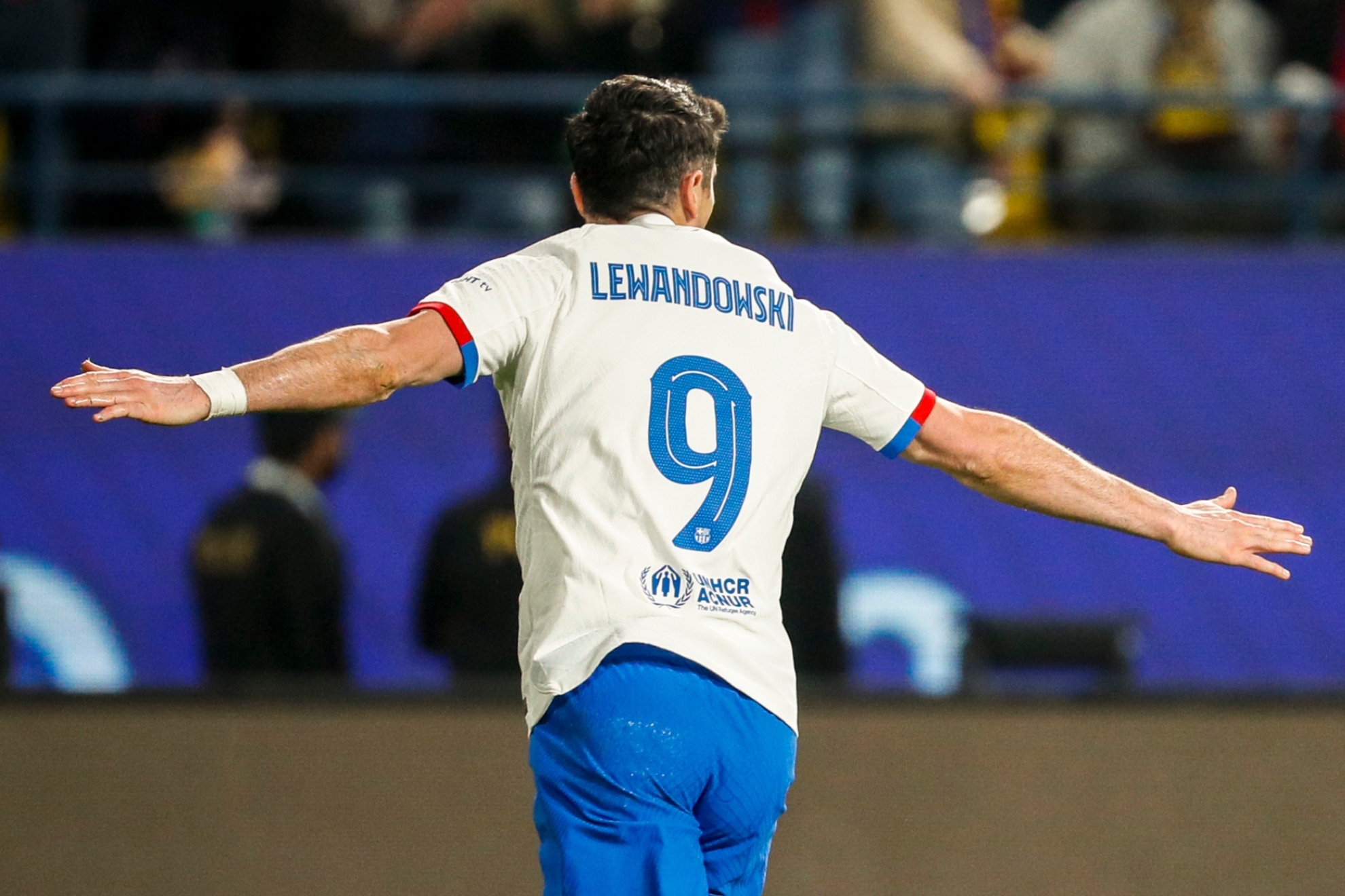 Lewandowski celebra el gol del jueves ante Osasuna.