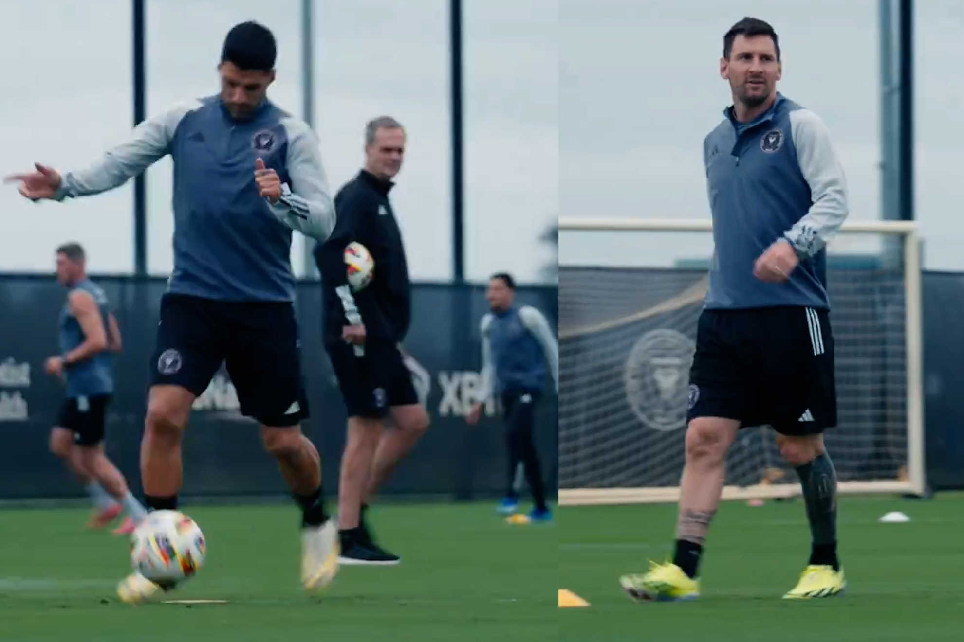 Lionel Messi and Luis Surez made their debut in the teams first training session