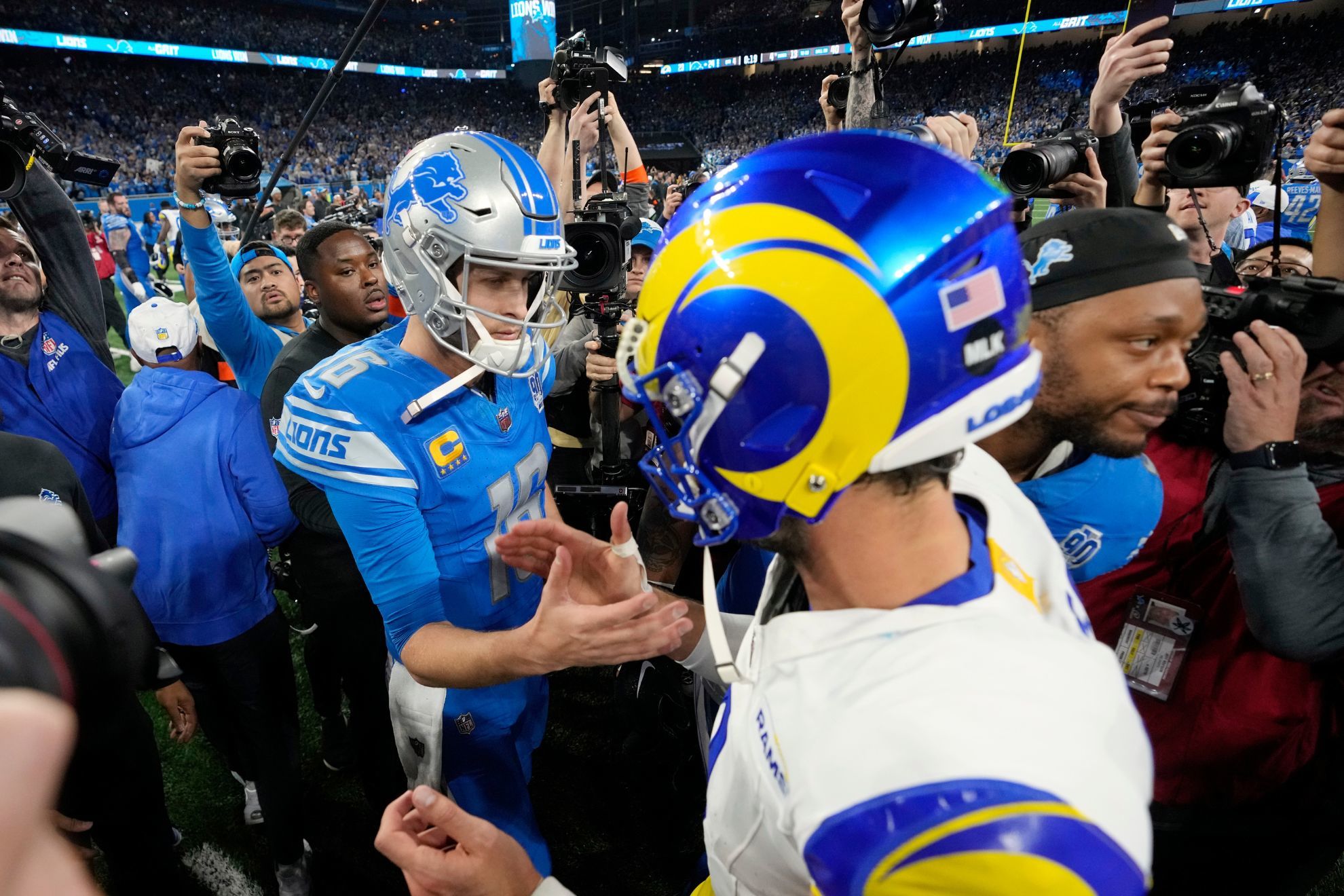 Jared Goff leads Lions past Matthew Staffords Rams for first playoff win in 32 years