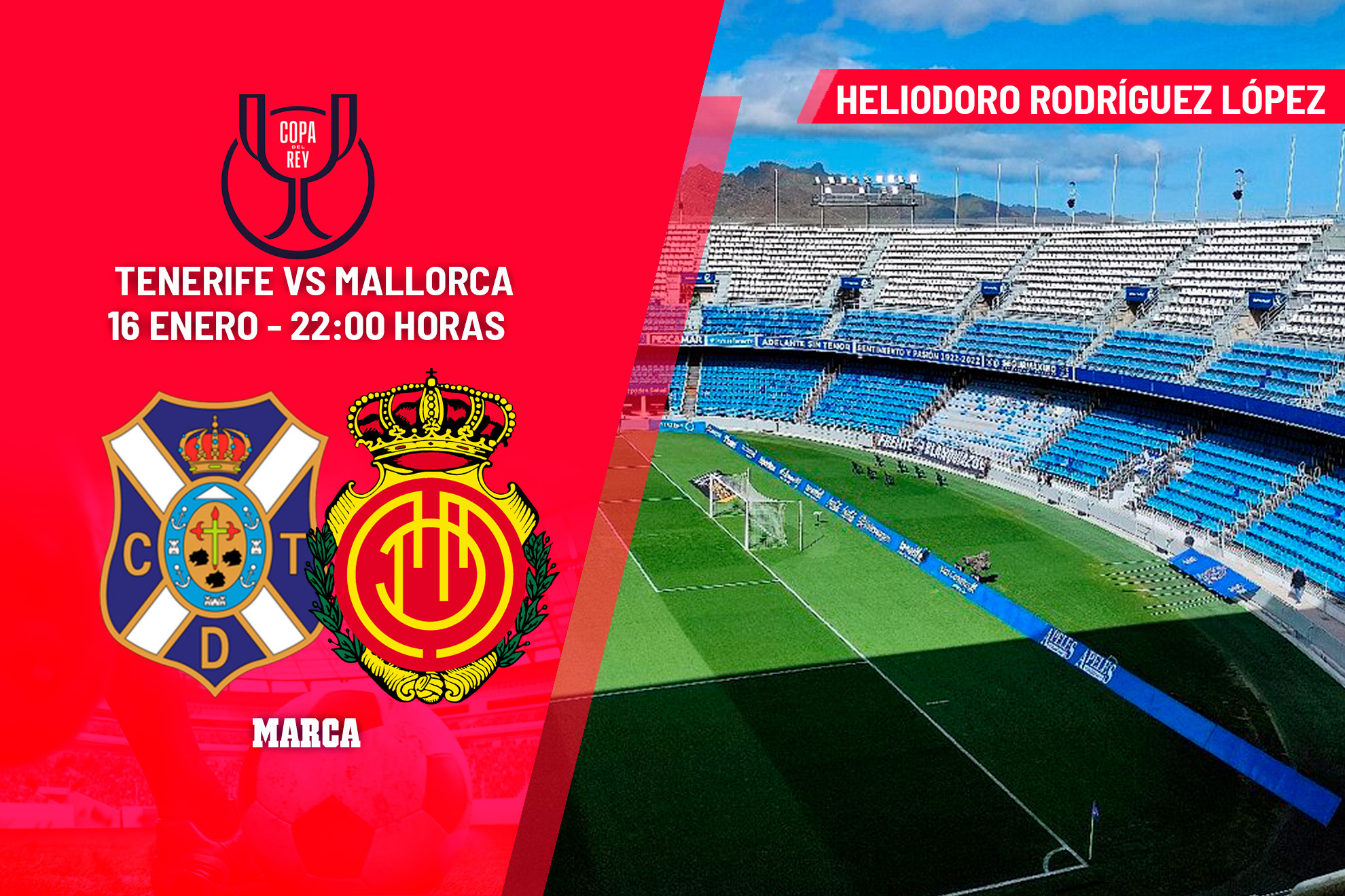Tenerife - Mallorca: horario, dónde ver en TV y canal del partido de octavos de Copa del Rey
