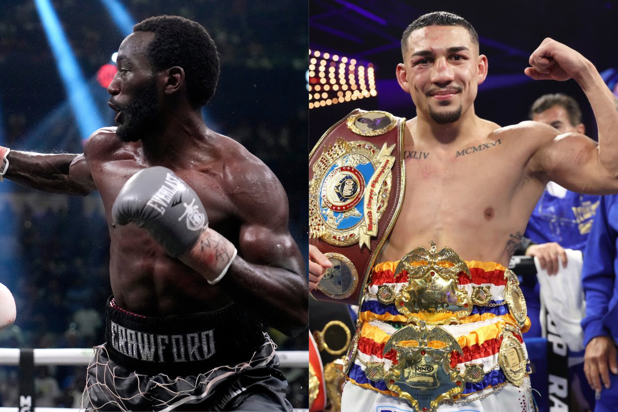 Terence Crawford (left) and Teofimo Lopez (right).