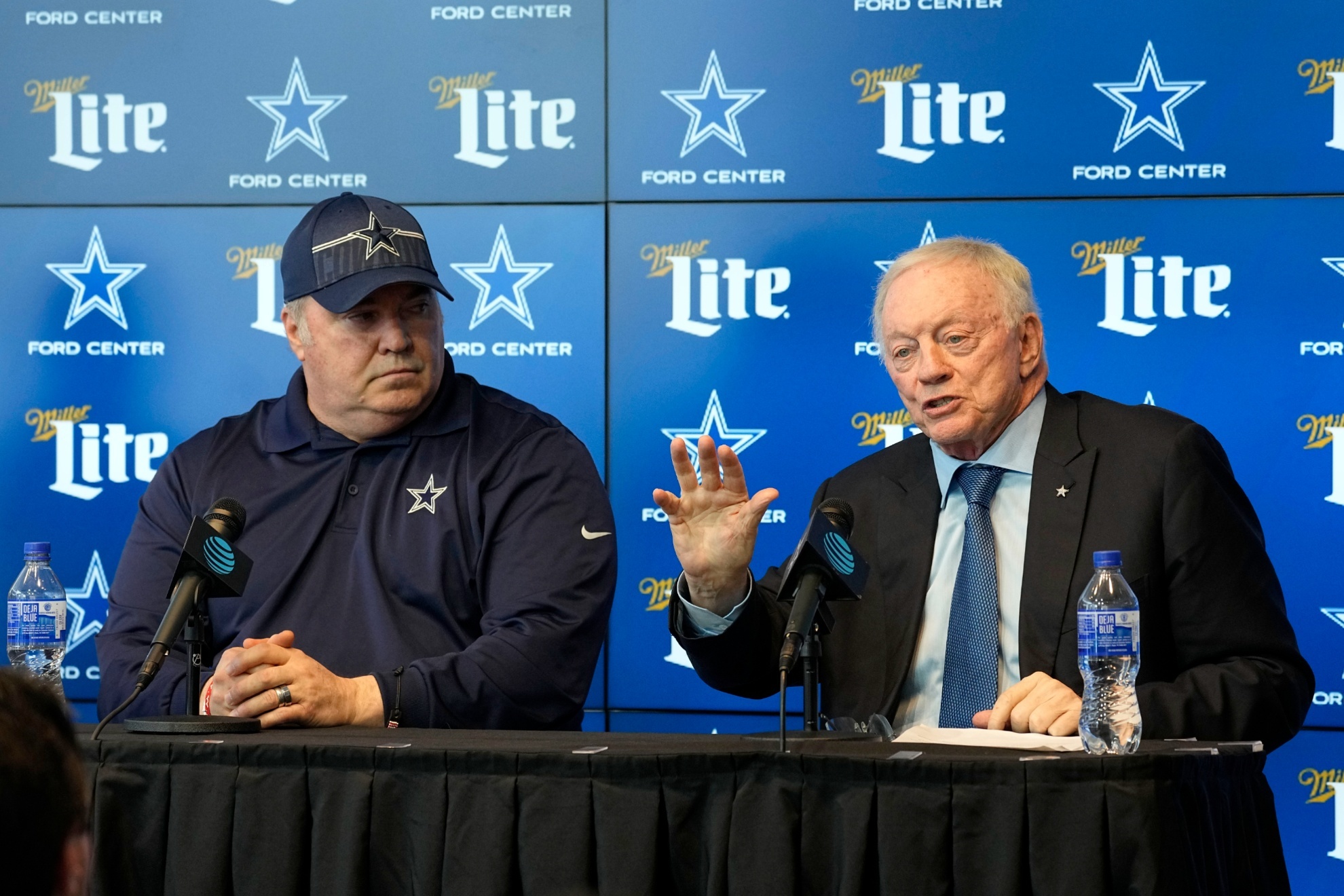 Dallas Cowboys head coach, Mike McCarthy and owner Jerry Jones.