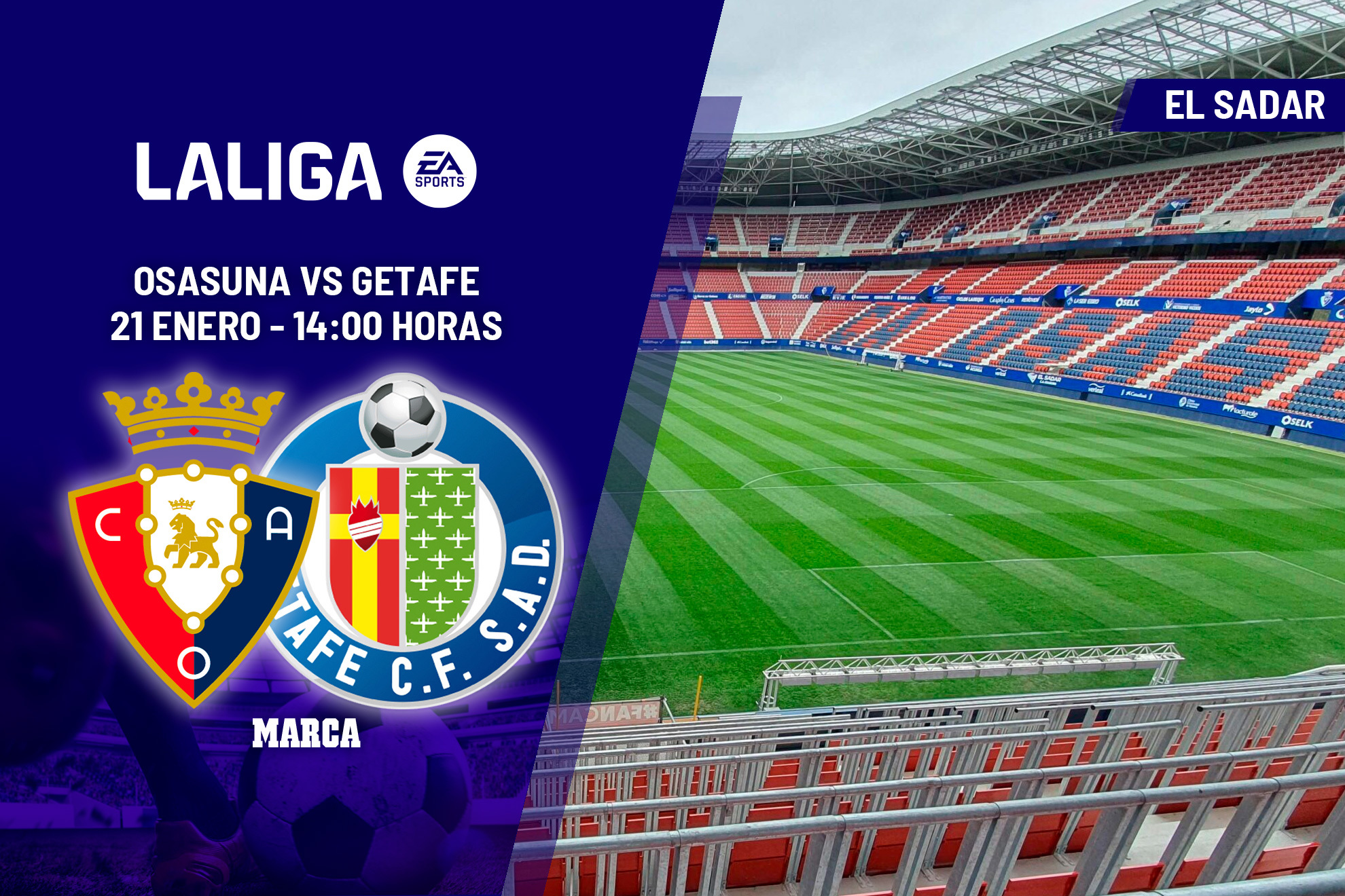 Osasuna - Getafe: horario y dnde ver en TV y canal del partido de LaLiga EA Sports