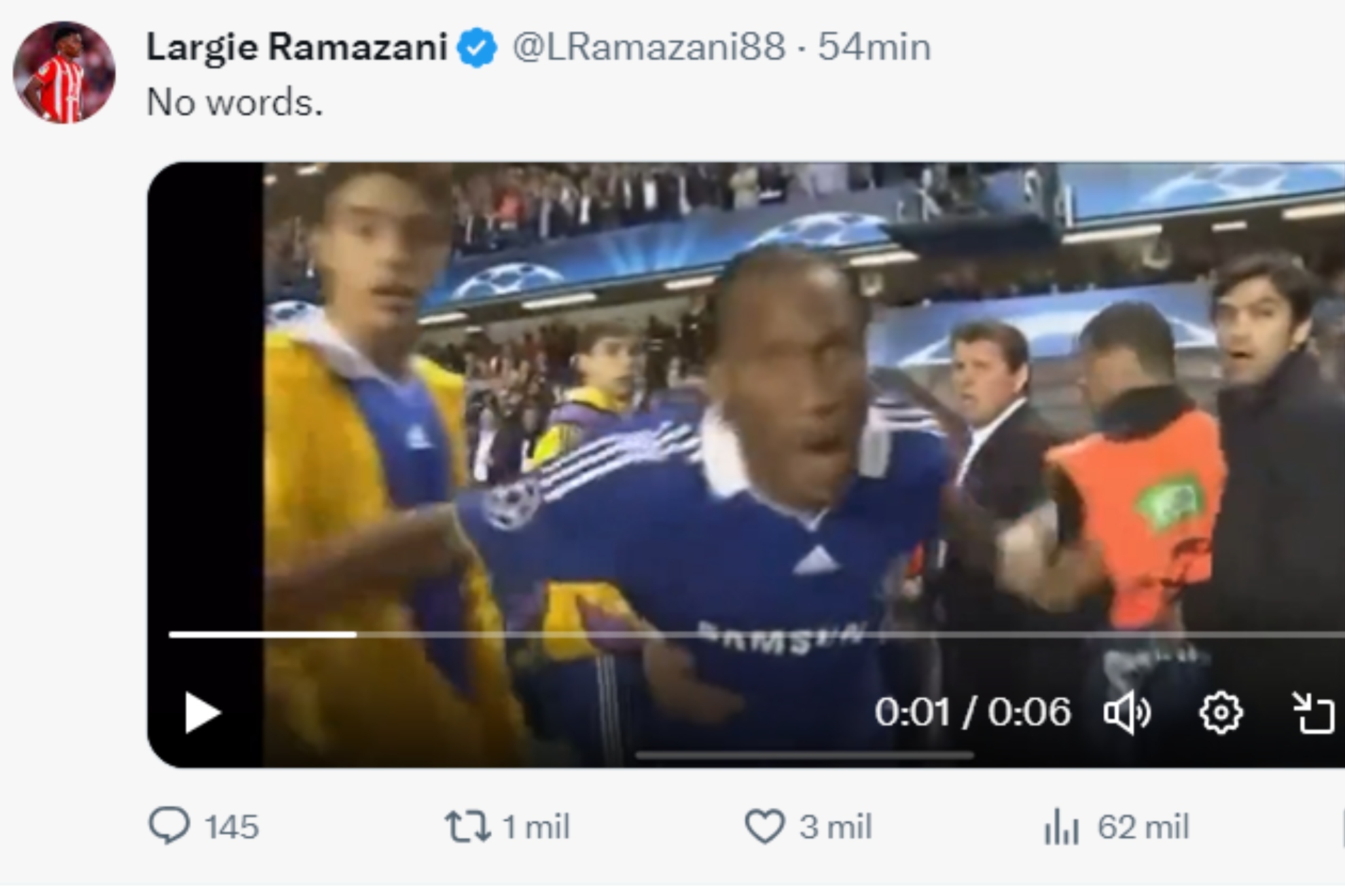 Ramazani se acuerda del escndalo de Stamford Bridge en el Chelsea-Bara