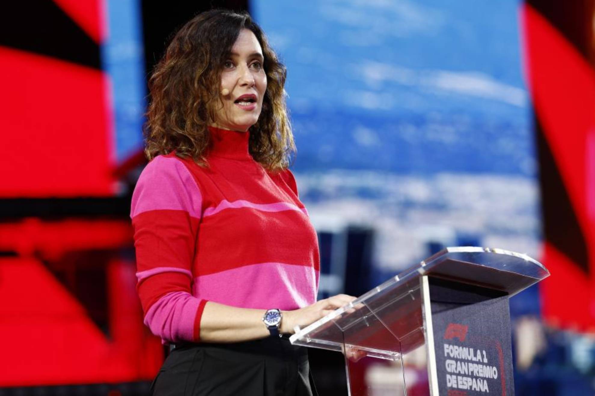 Isabel Díaz Ayuso, durante la presentación del GP de España de F1 que llegará a Madrid en 2026.