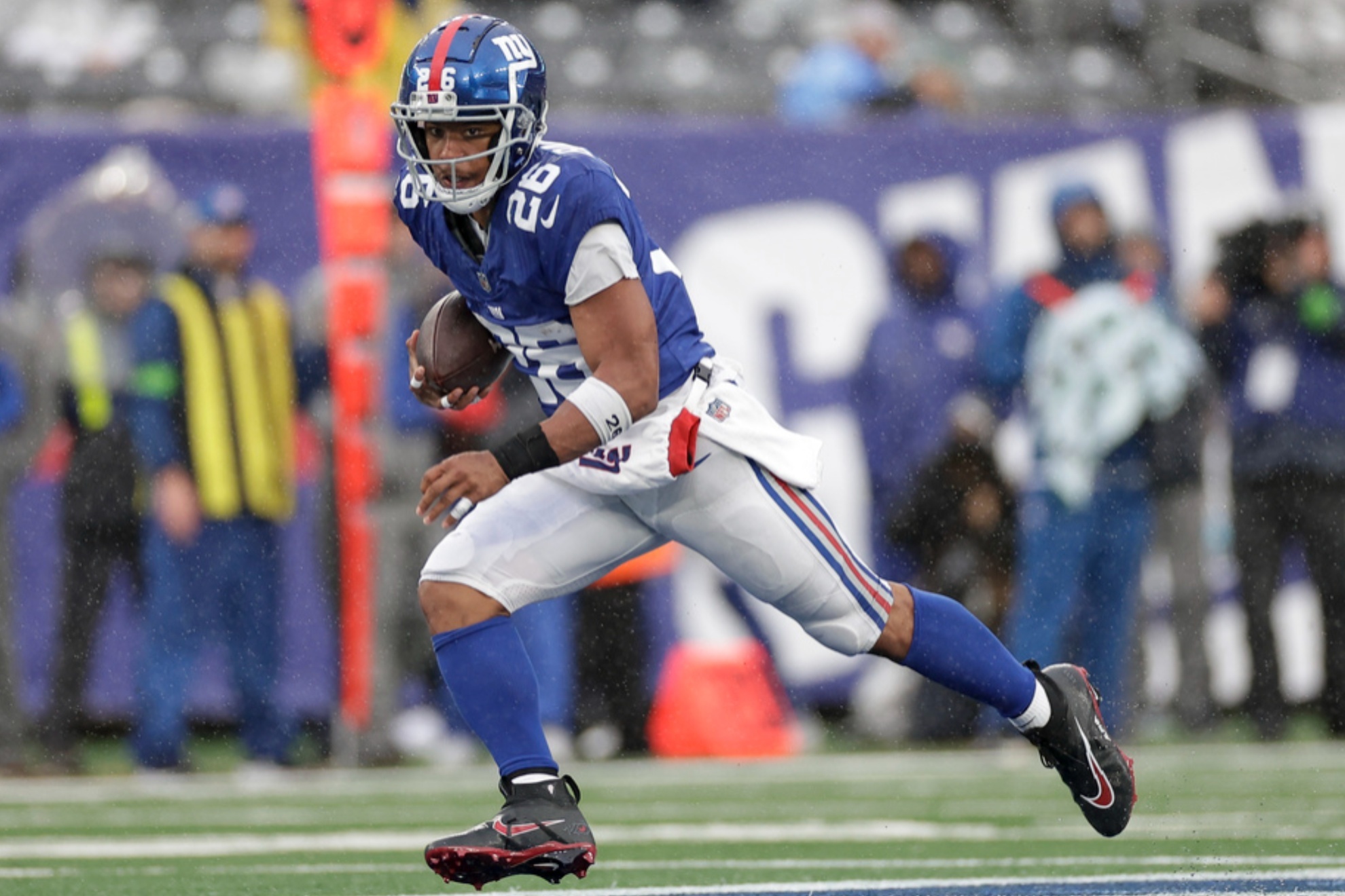 Giants running back Saquon Barkley is exploring his options as he nears free agency