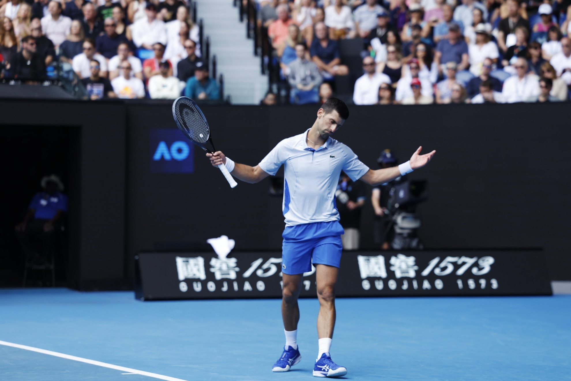 Djokovic se lamenta durante la semifinal