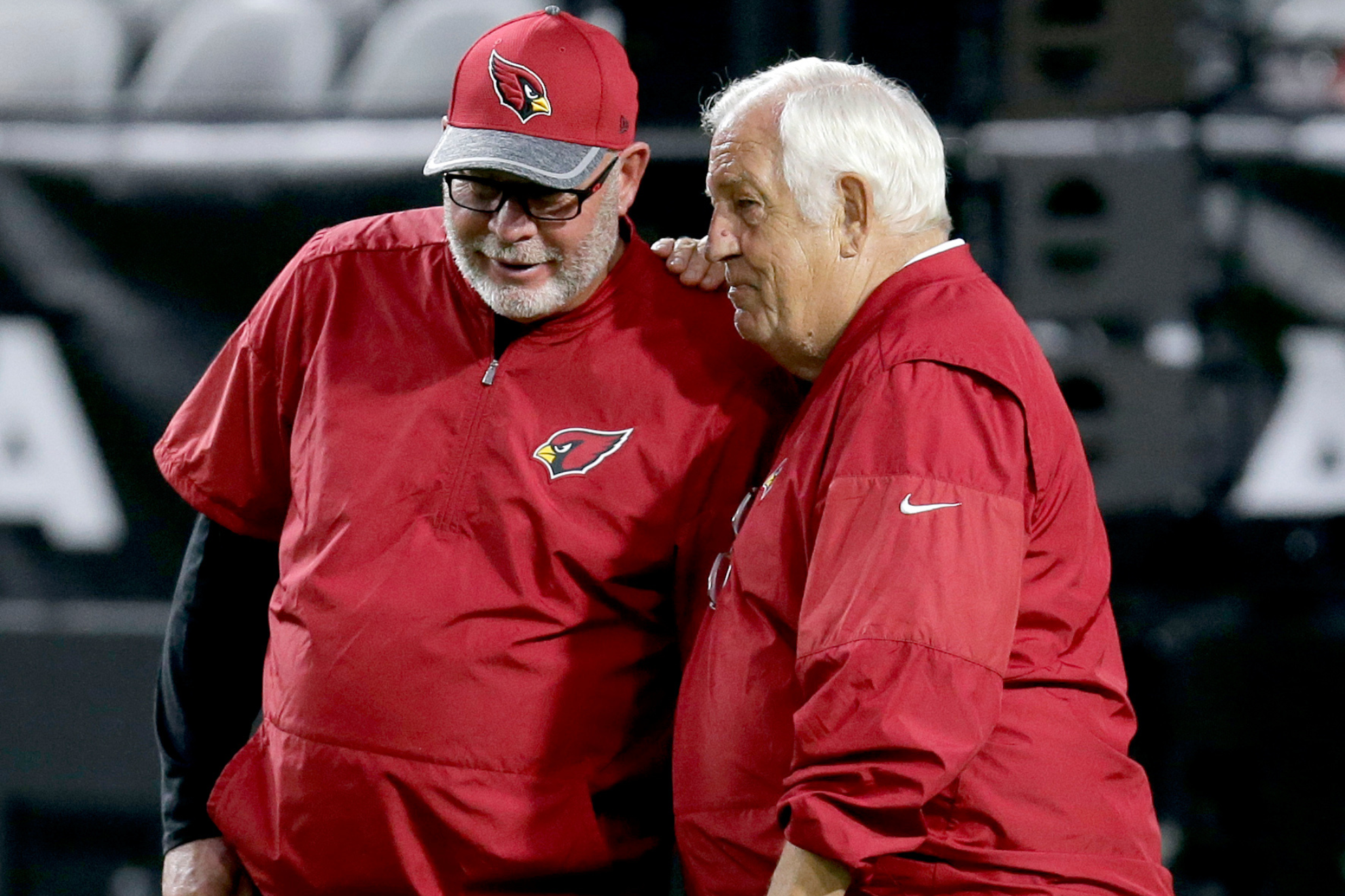 Bruce Arians with Tom Moore during their time together with the Arizona Cardinals.