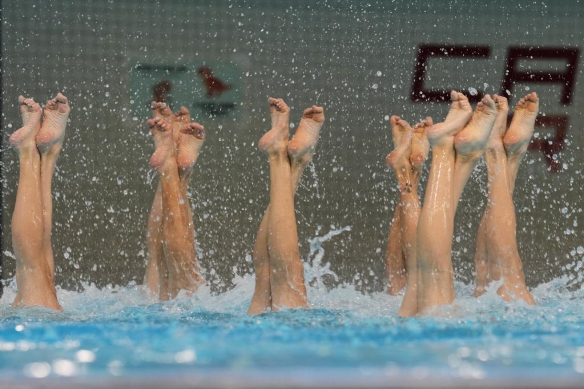 El equipo español de natación artística durante un entrenamiento previo a los Mundiales