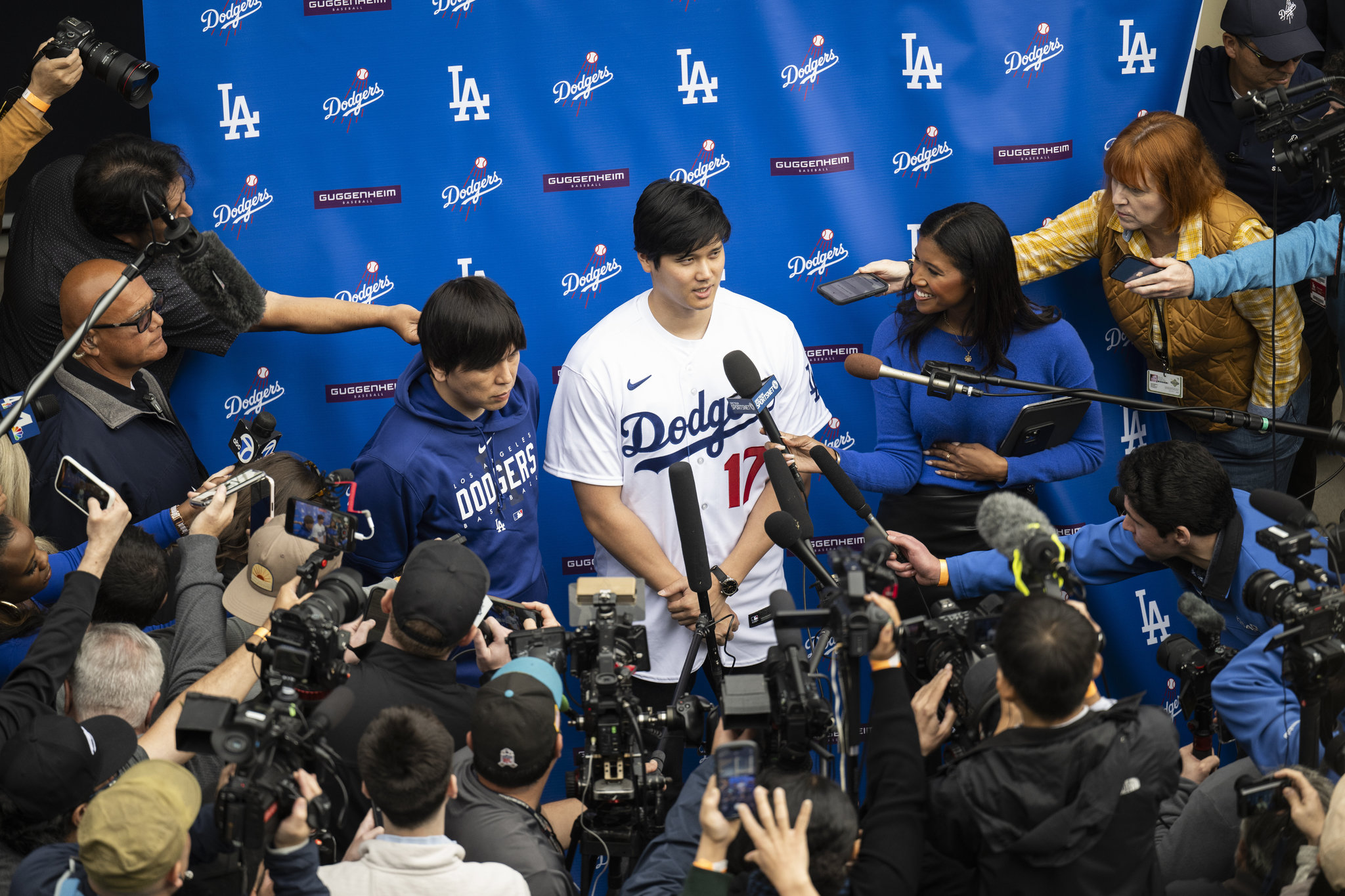 Ohtanimania descends upon Dodger Stadium, as the superstar makes first public appearance in blue.