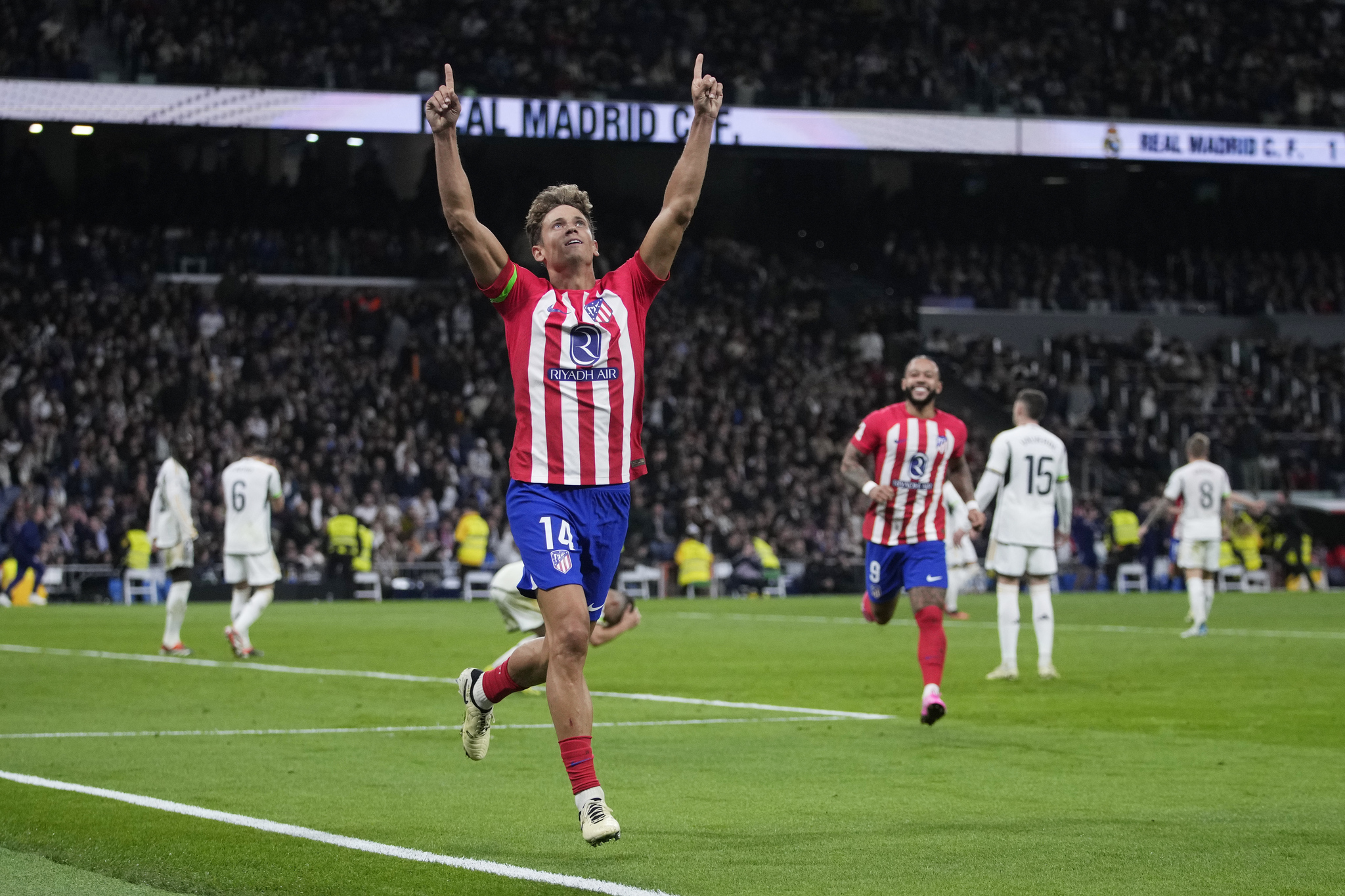 Atletico Madrids Marcos Llorente celebrates after scoring