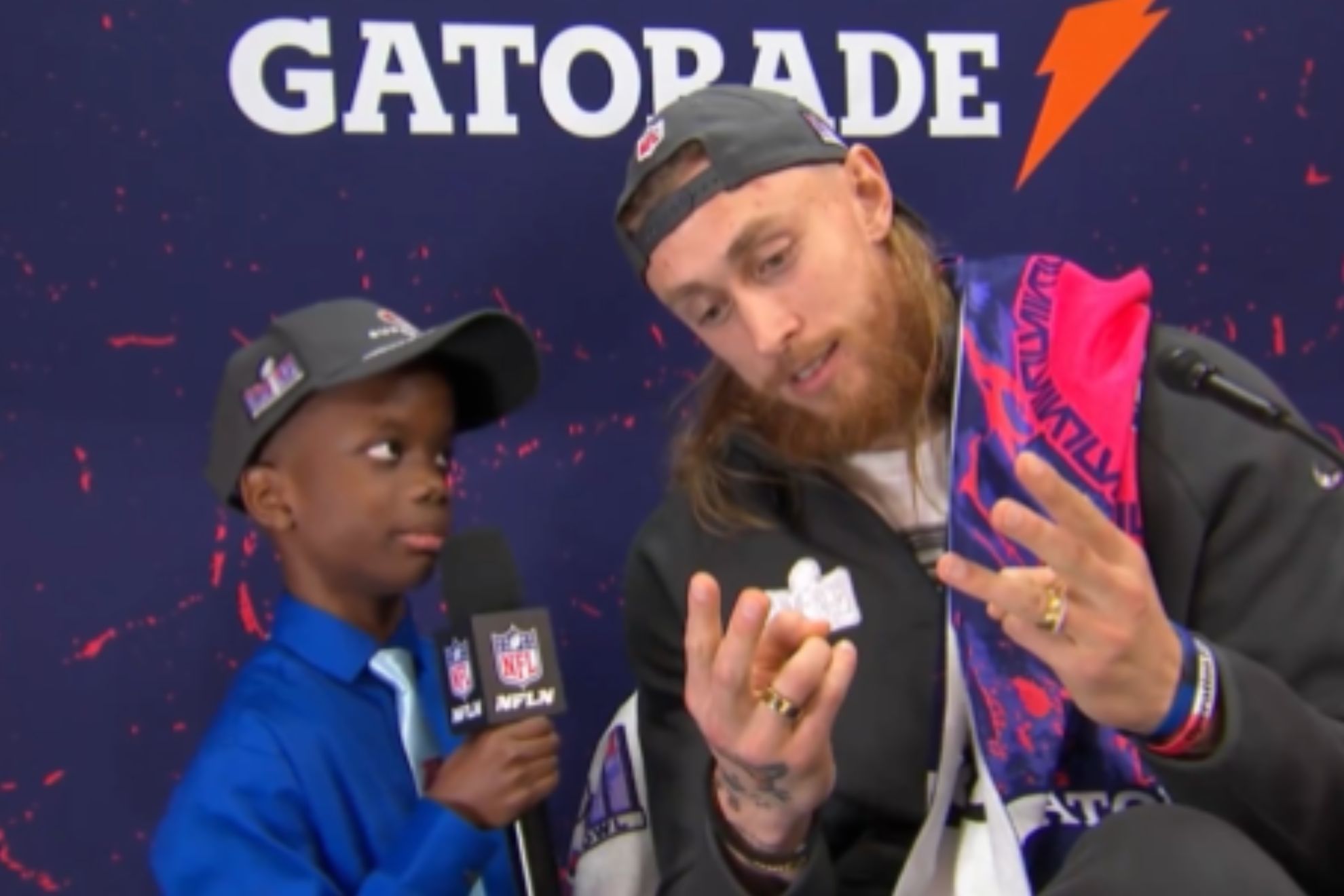 NFL kid reporter Jeremiah asks George Kittle a savage question about his wife and Taylor Swift