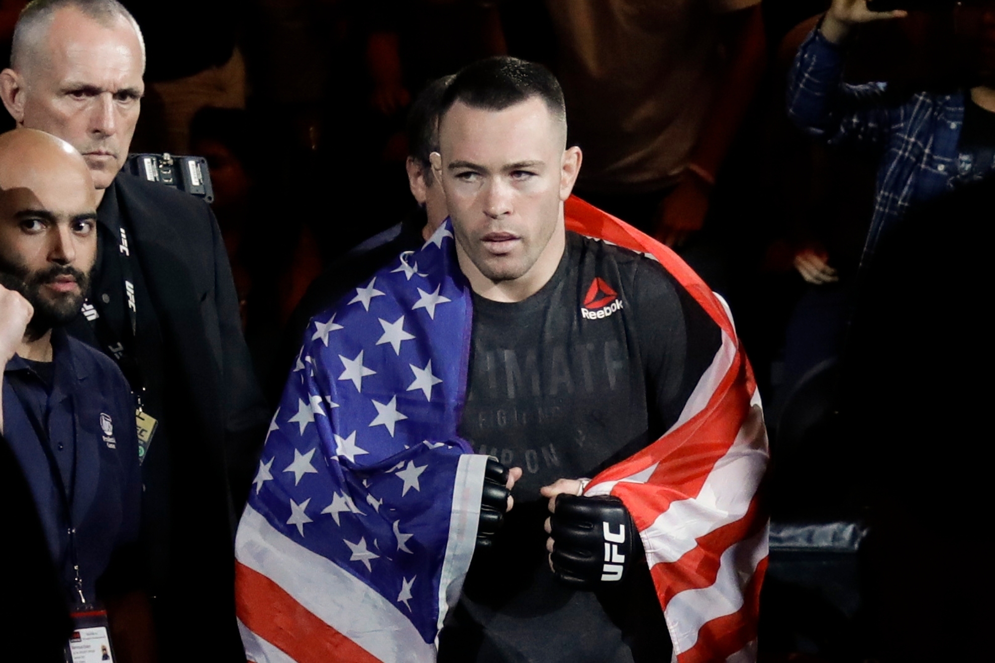 Colby Covington wearing an American flag