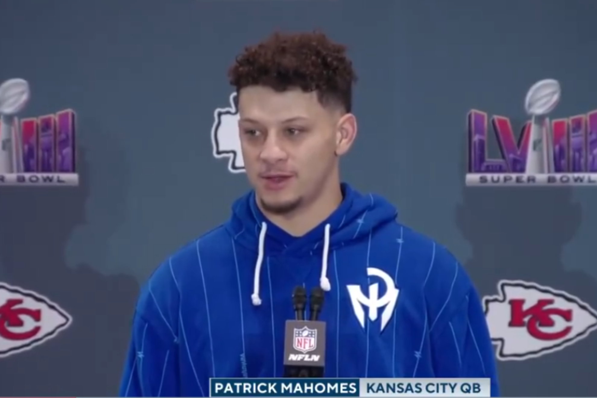 Mahomes speaking with the media on Wednesday.