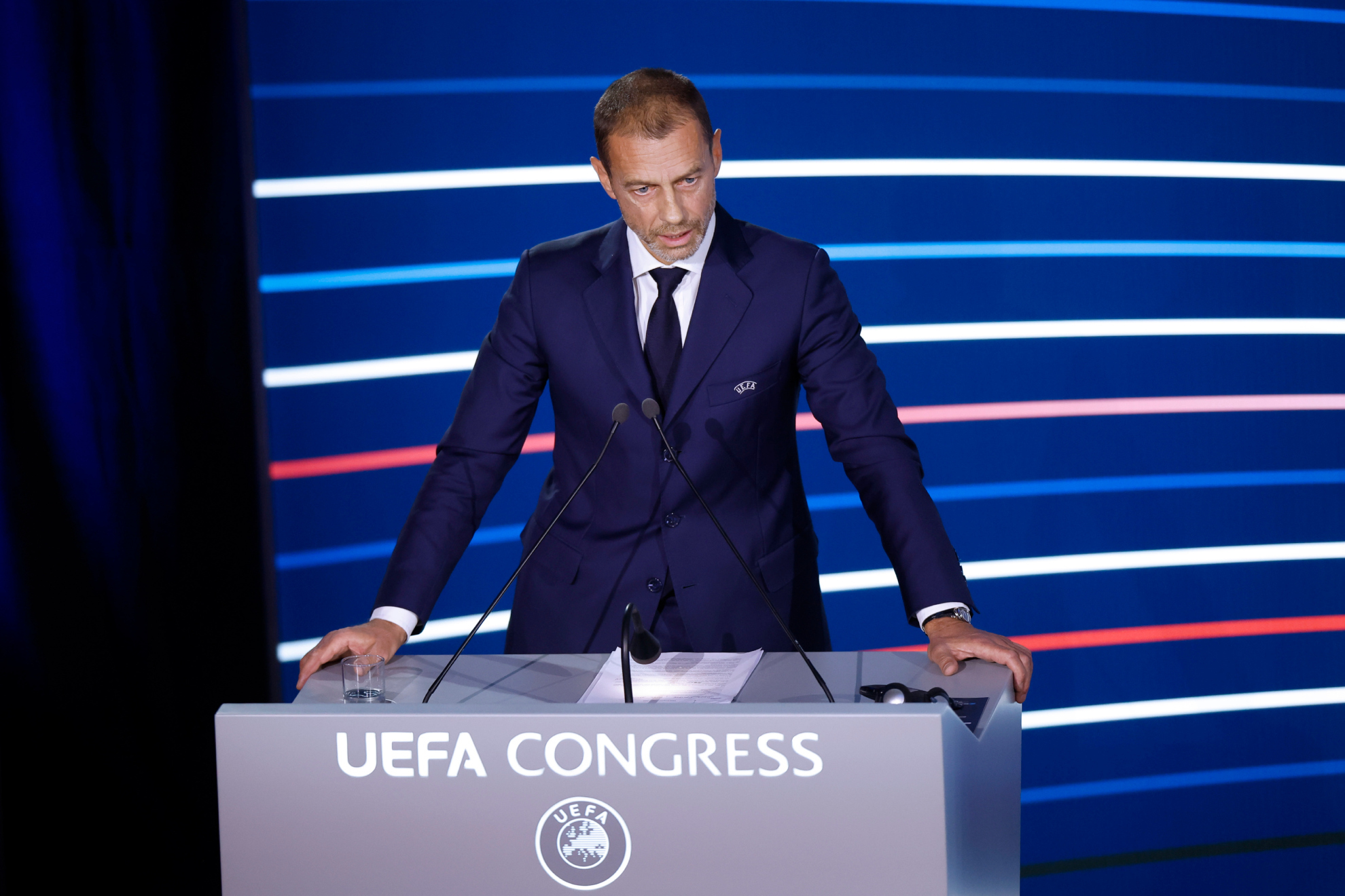 Aleksander Ceferin, presidente de la UEFA, durante el Congreso de la UEFA.