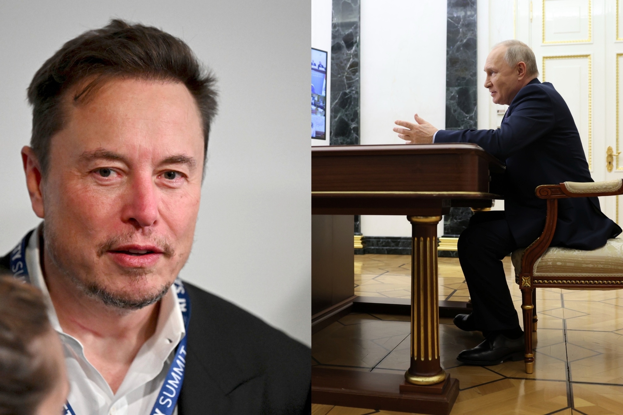 Mashup image of Elon Musk and vladimir Putin