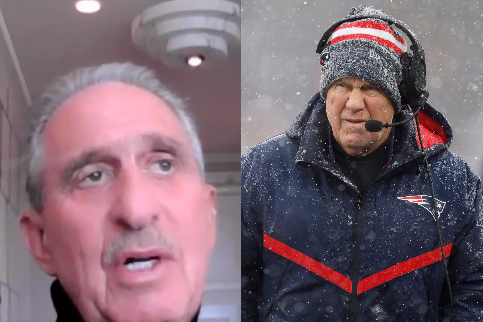 Blank (left) was reportedly close to hiring Belichick (right), but the Falcons owner revealed the real story on Friday.