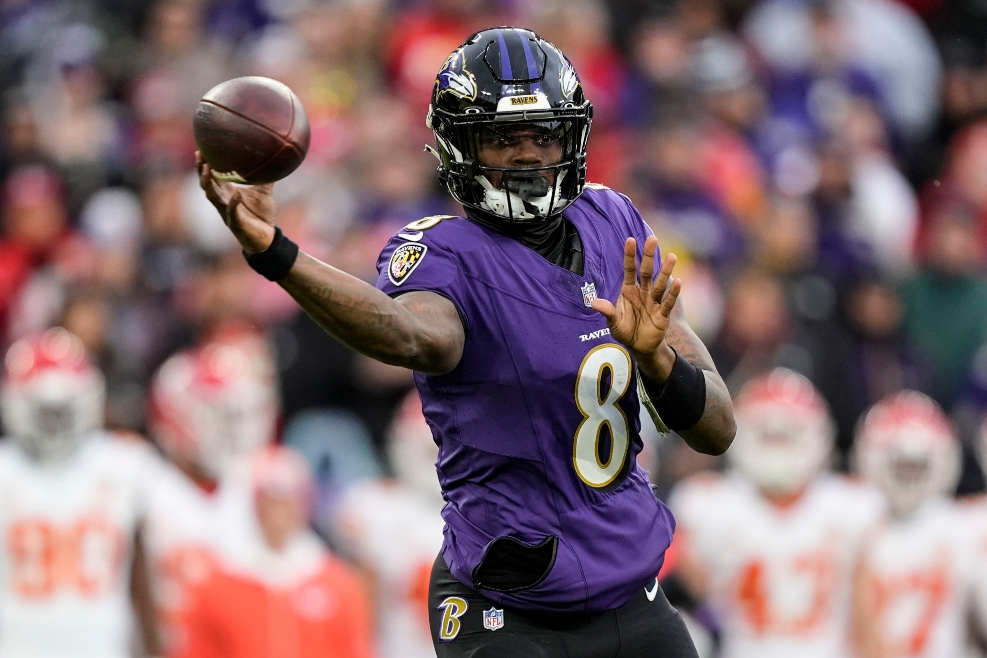 Lamar Jackson playing for the Ravens