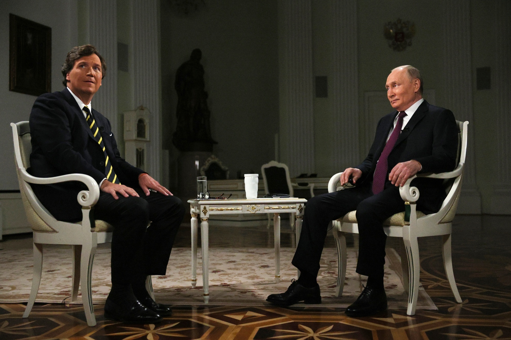 Tucker Carlson interviews Vladimir Putin at The Kremlin
