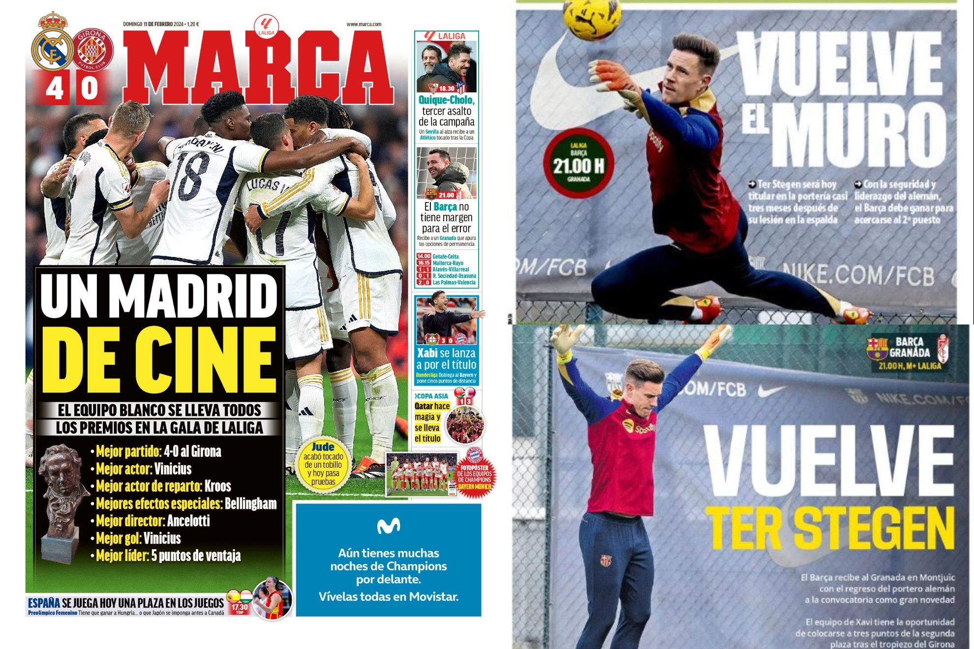 Las portadas del día: un Madrid de cine, el muro del Barça...