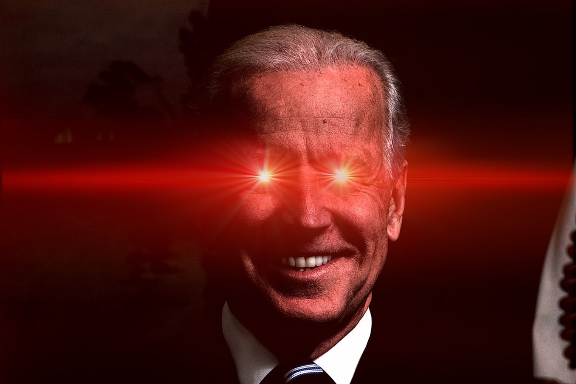 Imagen de Joe Biden caracterizado como Dark Brandon usada para burlarse de la Conspiracin de la SuperBowl