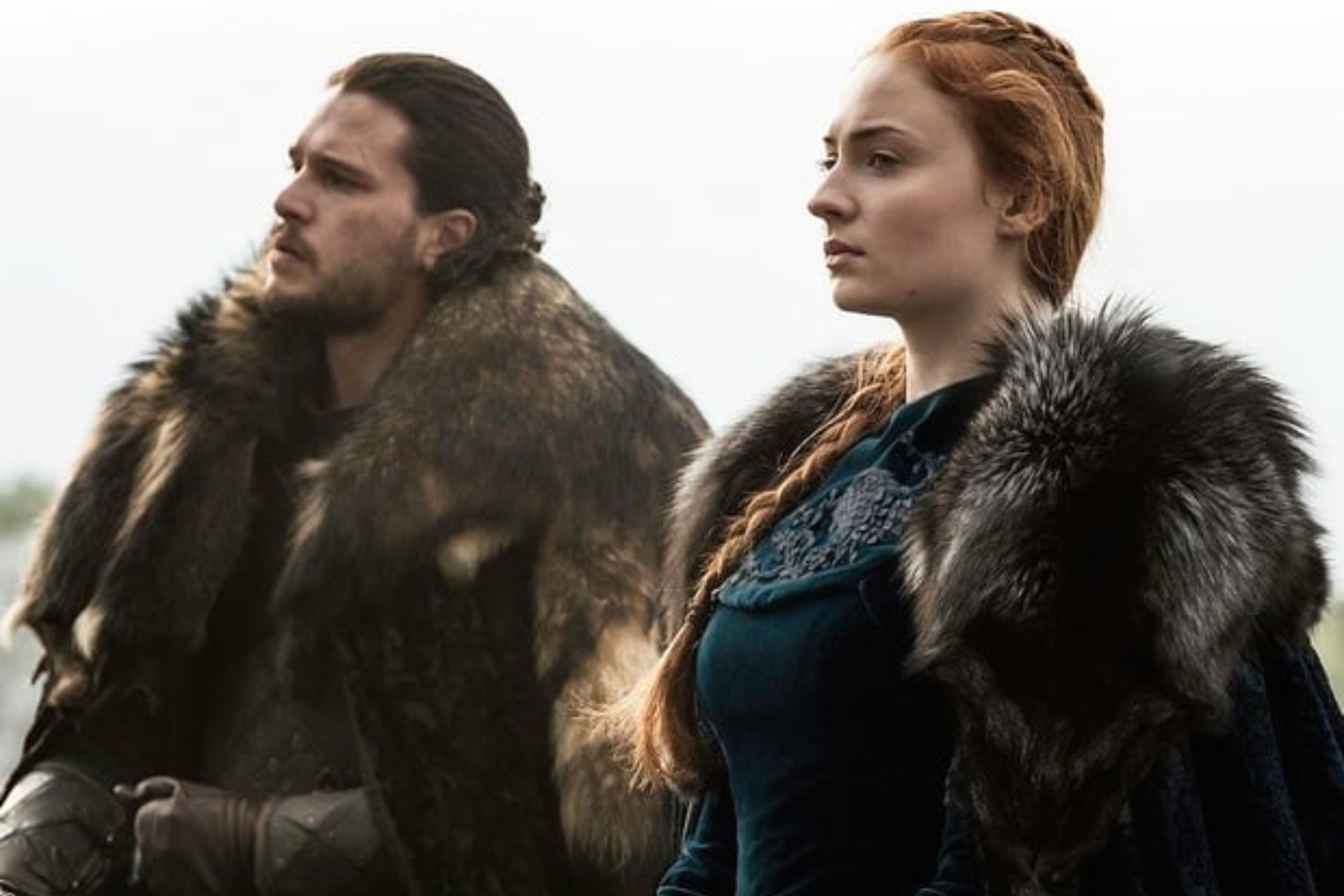 Kit Harington and Sophie Turner on Game of Thrones