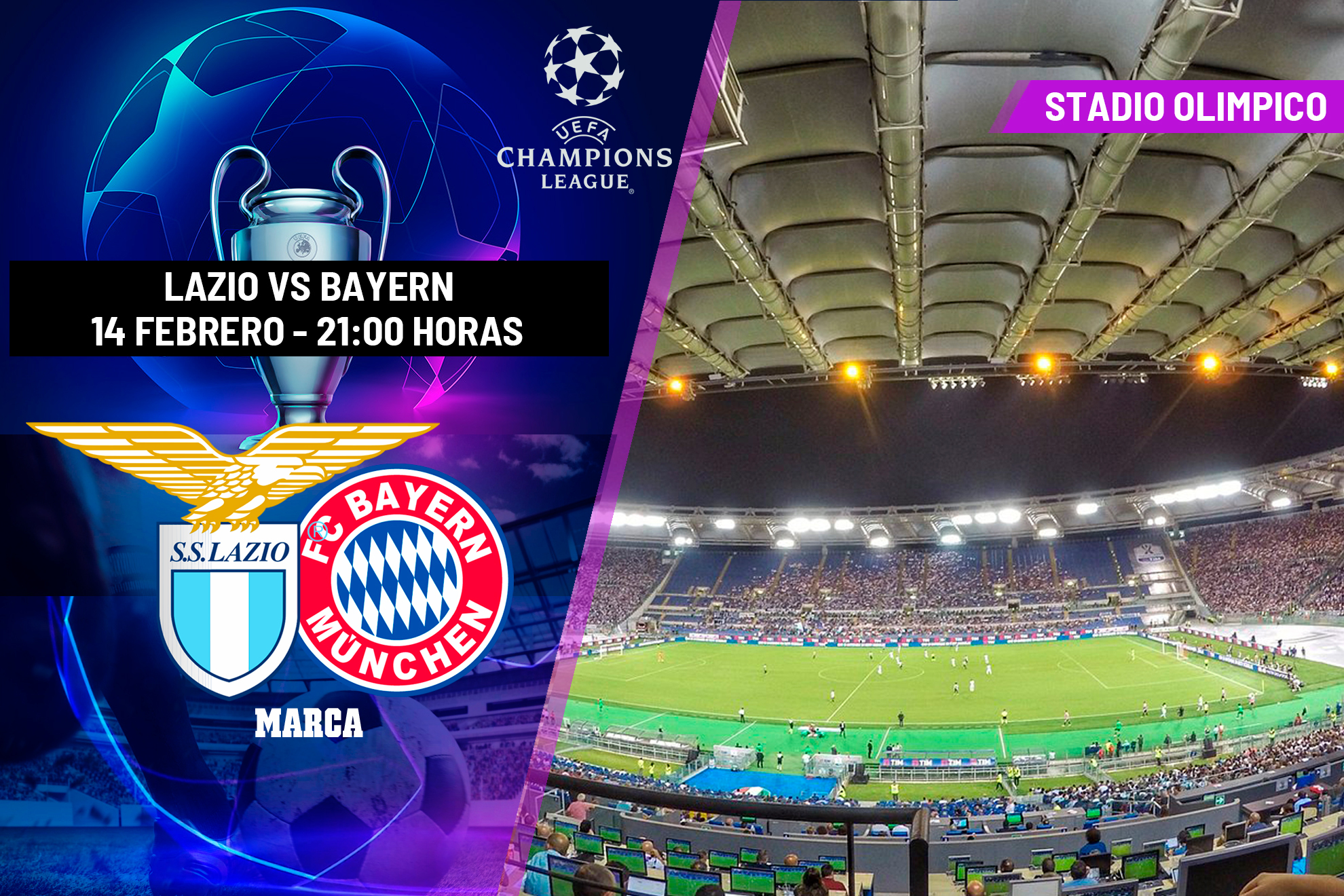 Lazio - Bayern M�nich: horario, d�nde ver en TV y canal del partido de octavos de Champions League