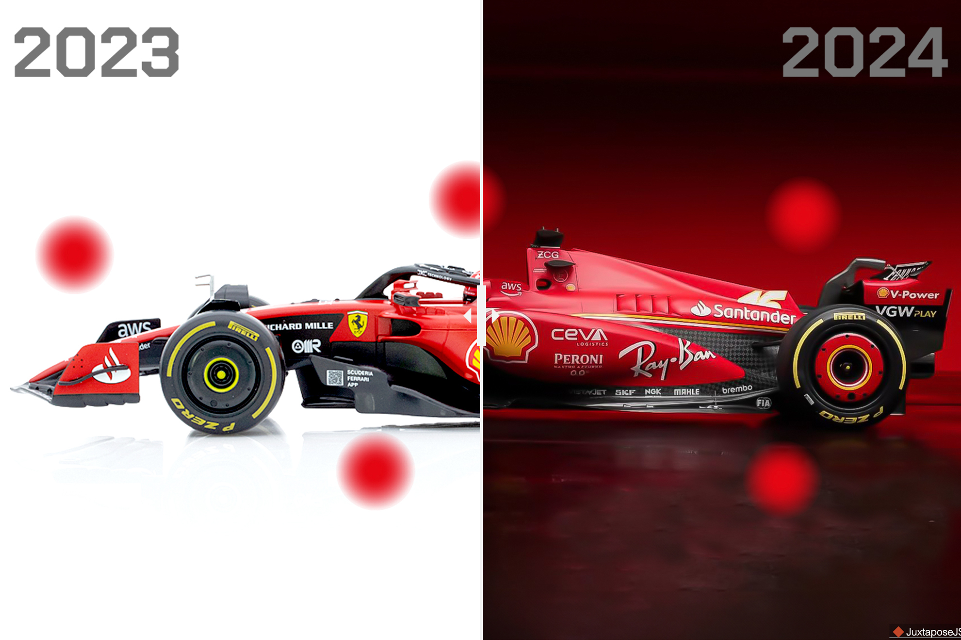 Compara el nuevo Ferrari SF24 de Carlos Sainz con su predecesor
