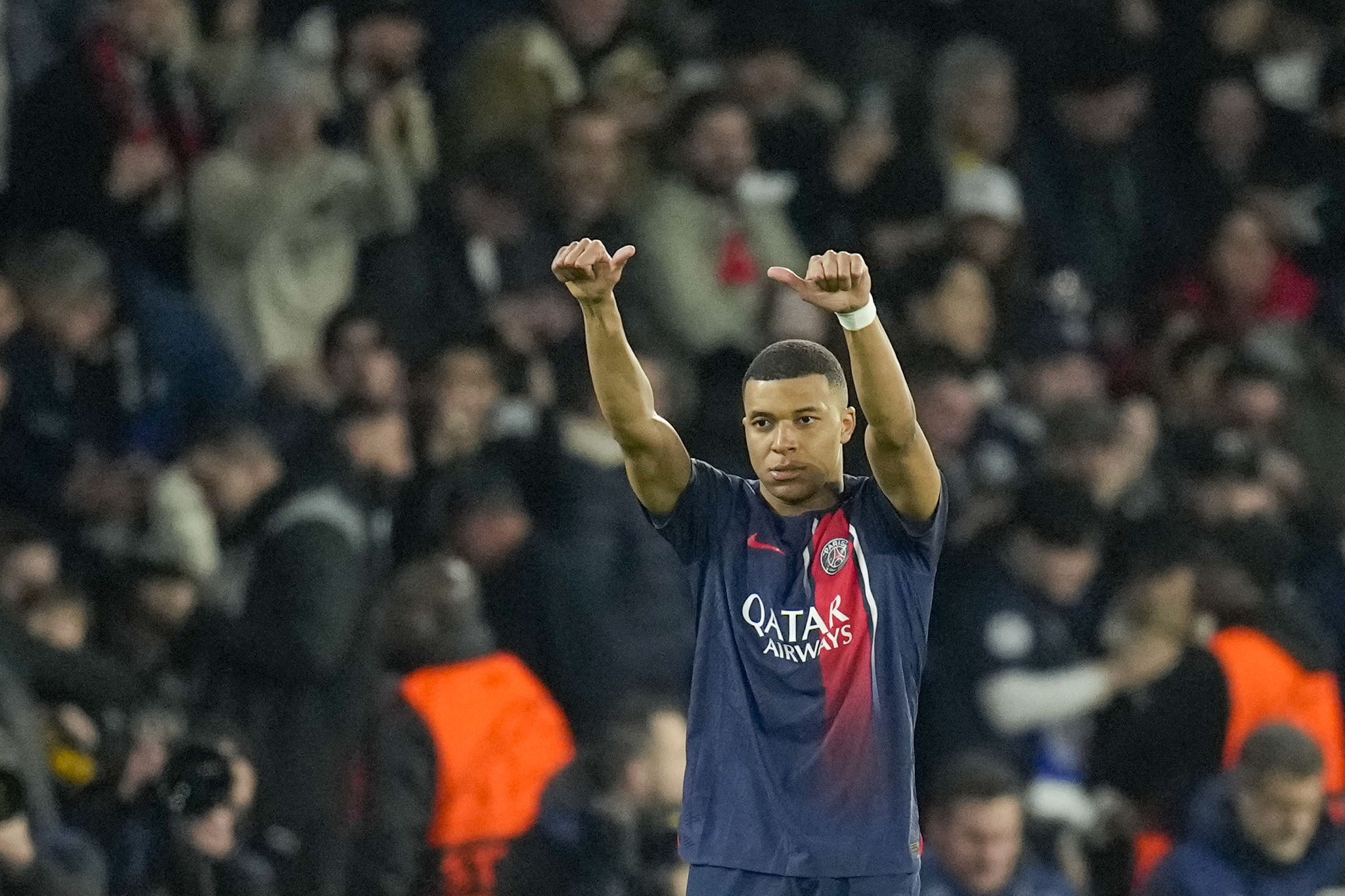 PSGs Kylian Mbappe celebrates after scoring his sides opening goal