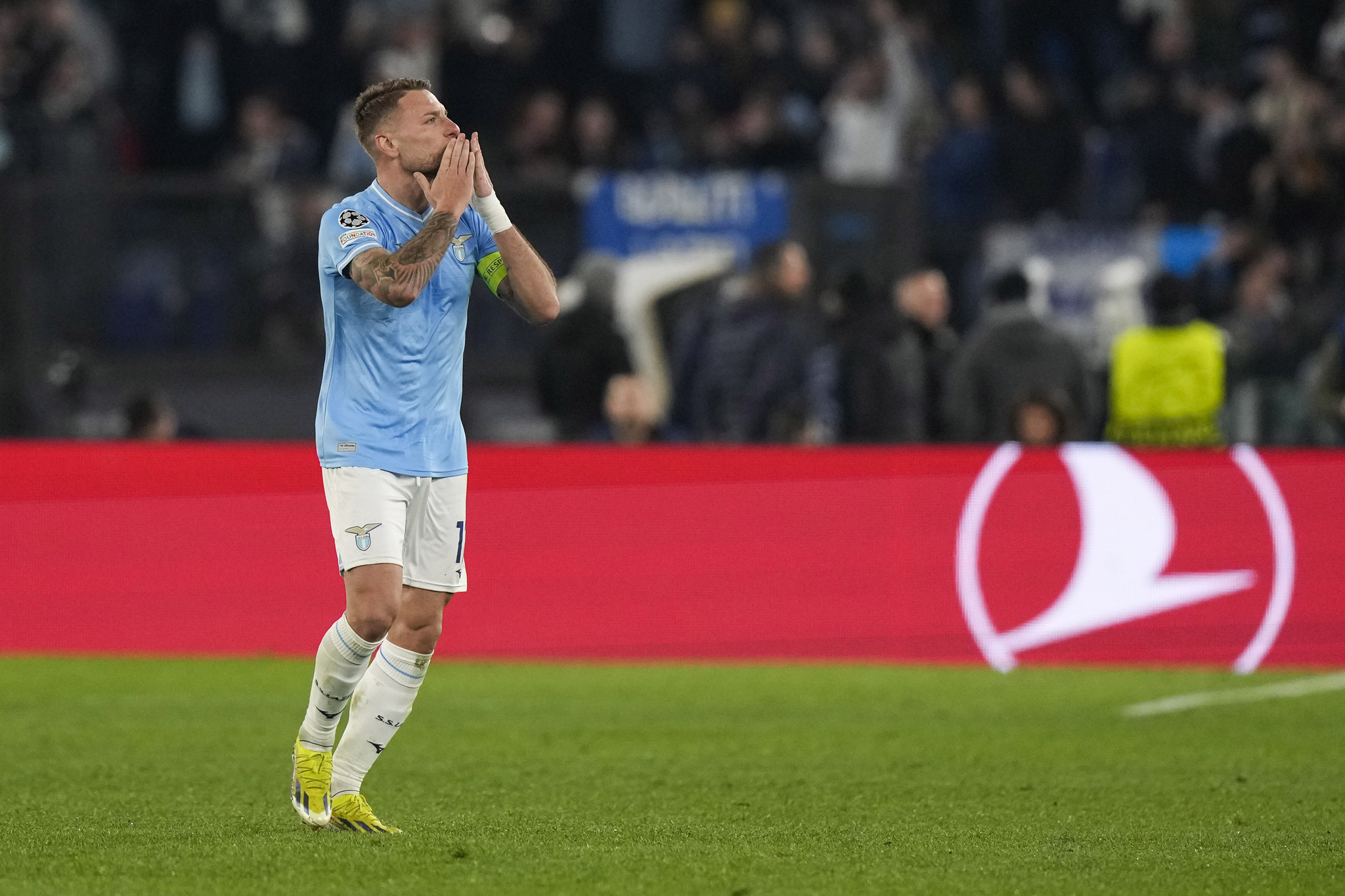Lazio's Ciro Immobile celebrates after scoring his side's first goal