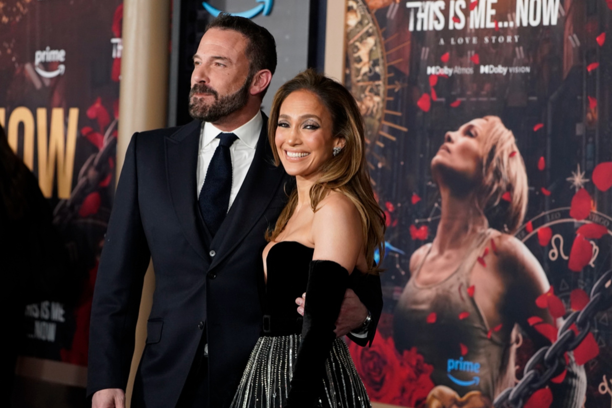 Ben Affleck and Jennifer Lopez arrive at the premiere of This Is Me... Now: A Love Story