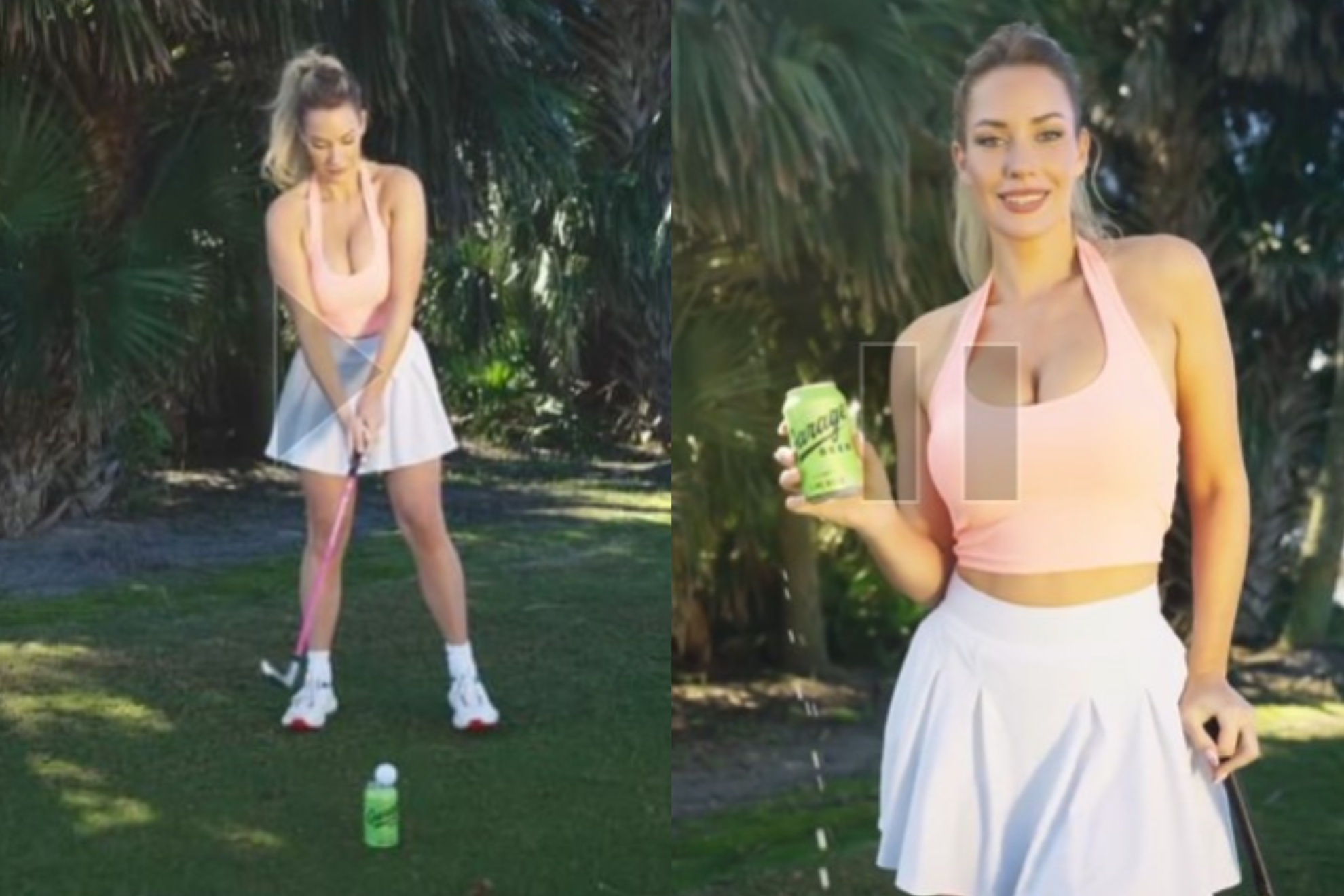 Paige Spiranac posted a video of herself hitting a ball on top of a beer can on her Instagram stories