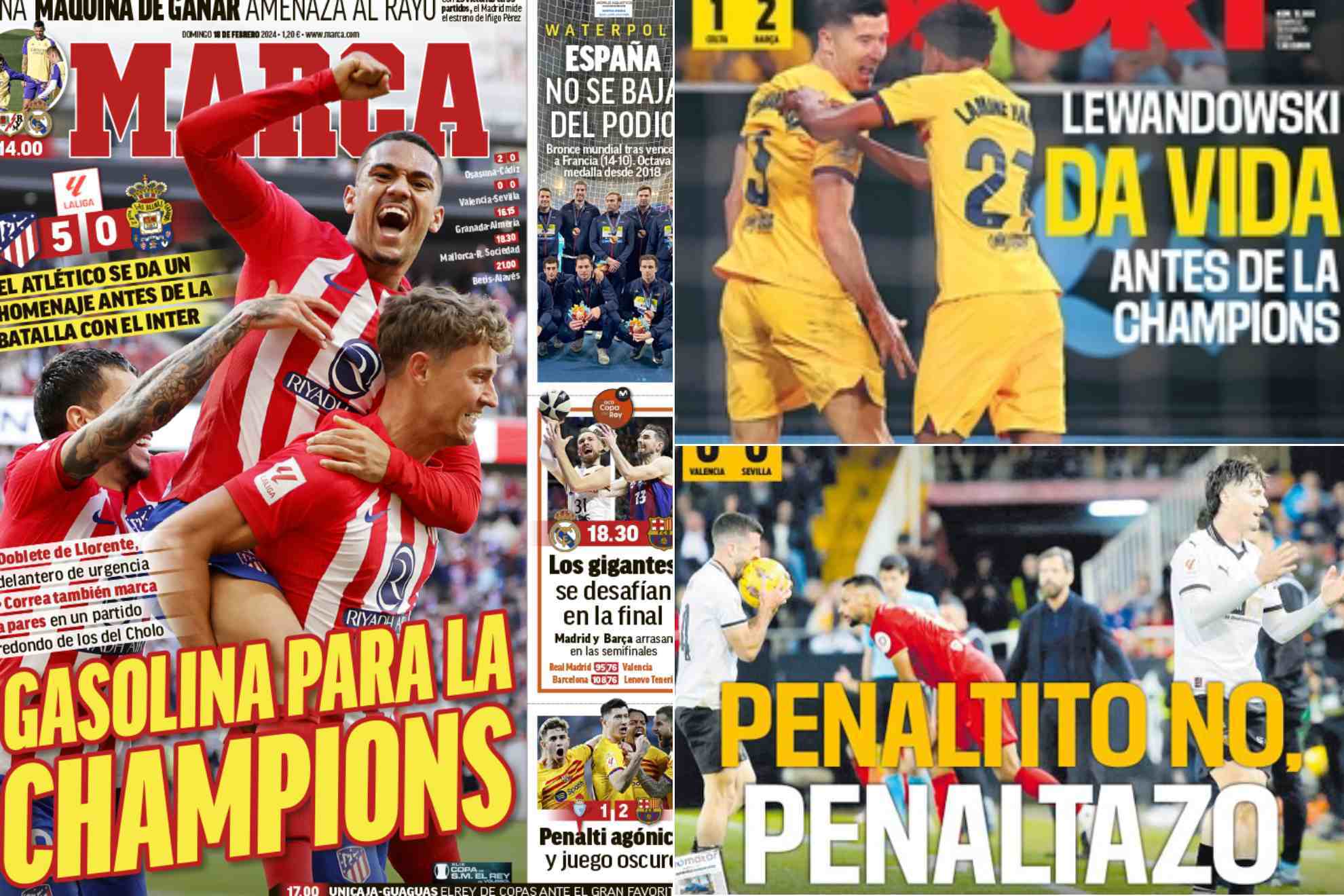 Las portadas: Gasolina para la Champions, penaltazo en Mestalla...