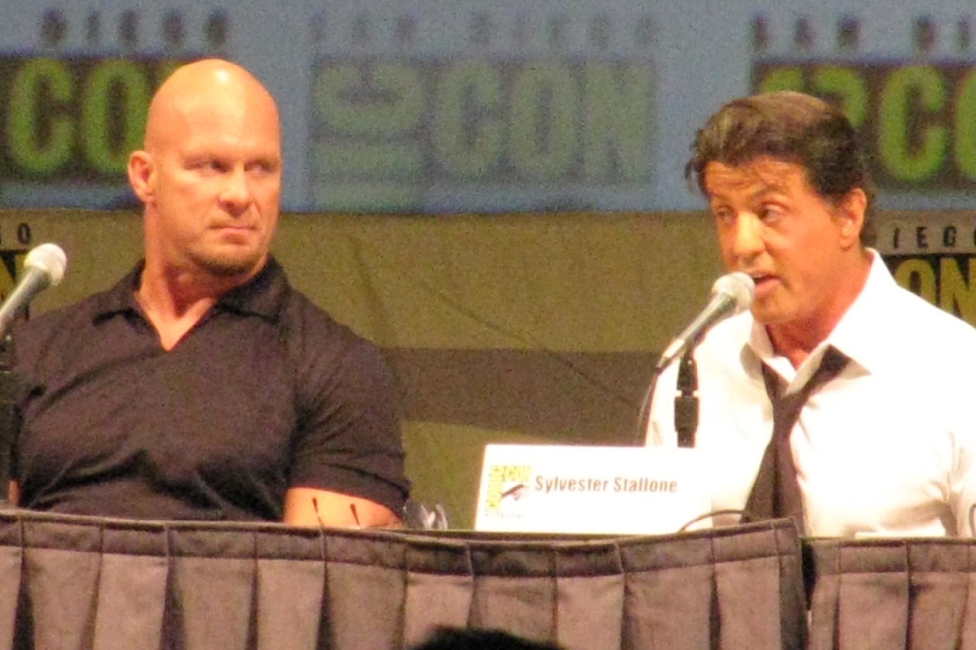 Stone Cold Steve Austin and Sylvester Stallone at Comic Con