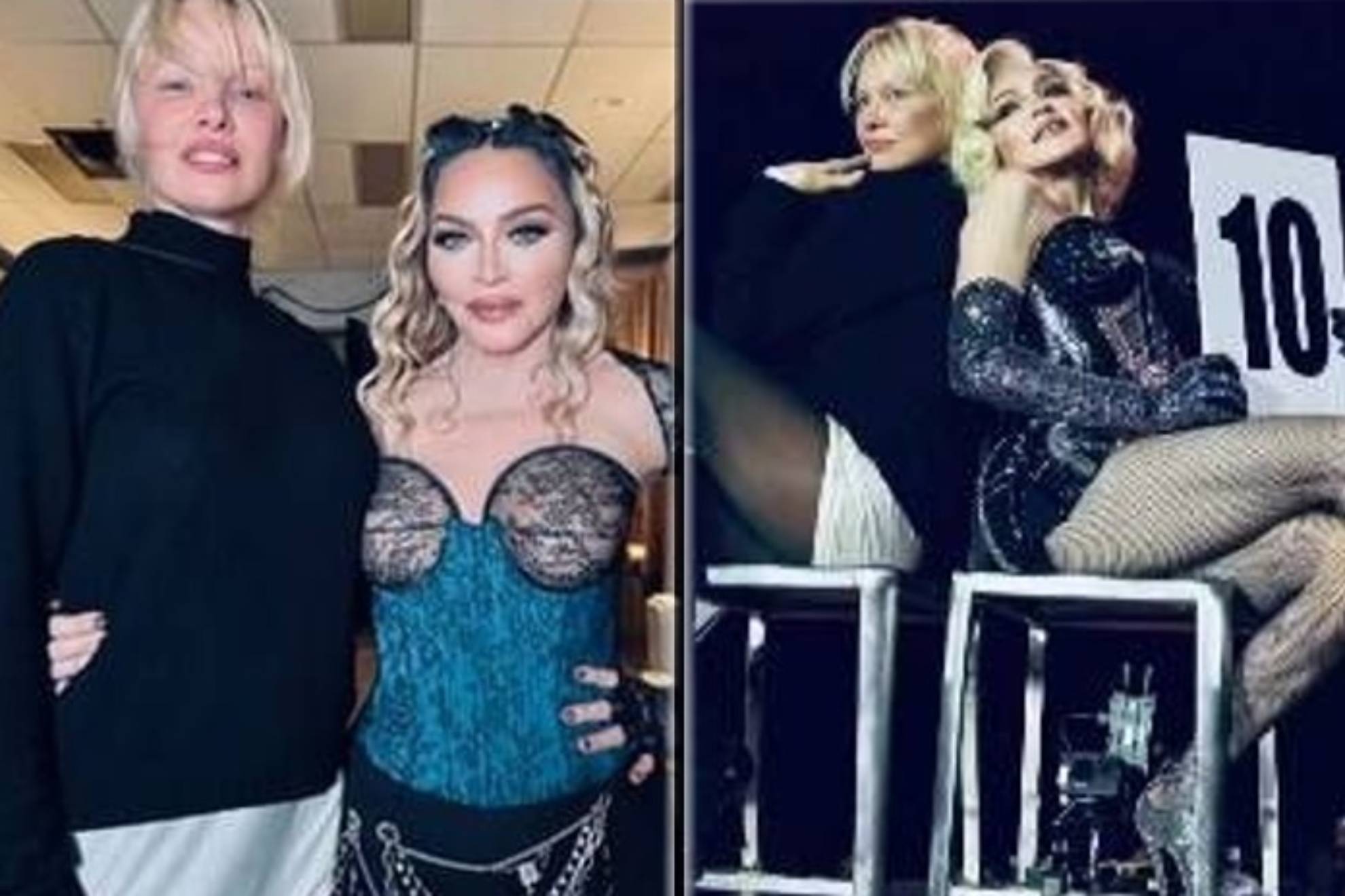 Pamela Anderson se subió el ascenario en el concierto de Madonna en el Rogers Arena de Vancouver (Canadá). La célebre cantante de 65 años compartió dos imágenes junto a la famosa modelo y actriz de 56 años. Las mejores piernas de la ciudad, comentó Madonna publicando una foto con Pamela Anderson.
