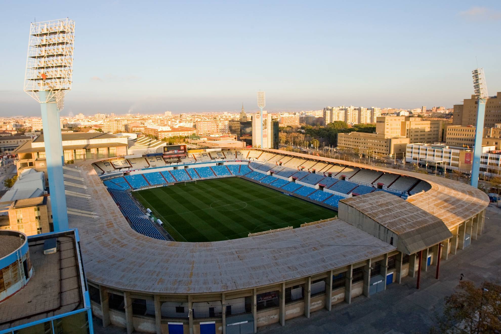 Vista aérea del estadio del Zaragoza, La Romerada.