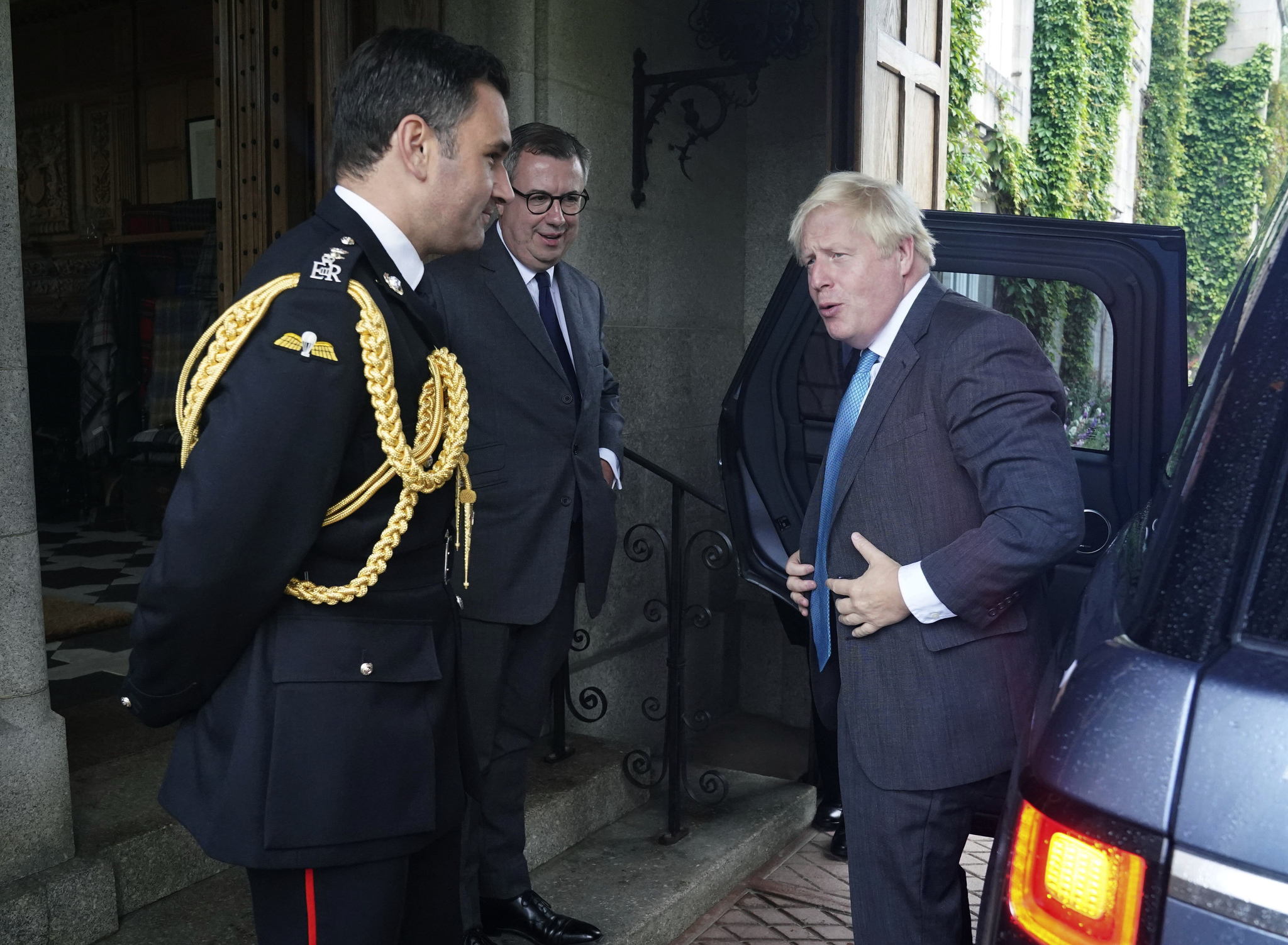 Tom White greeting Boris Johnson.