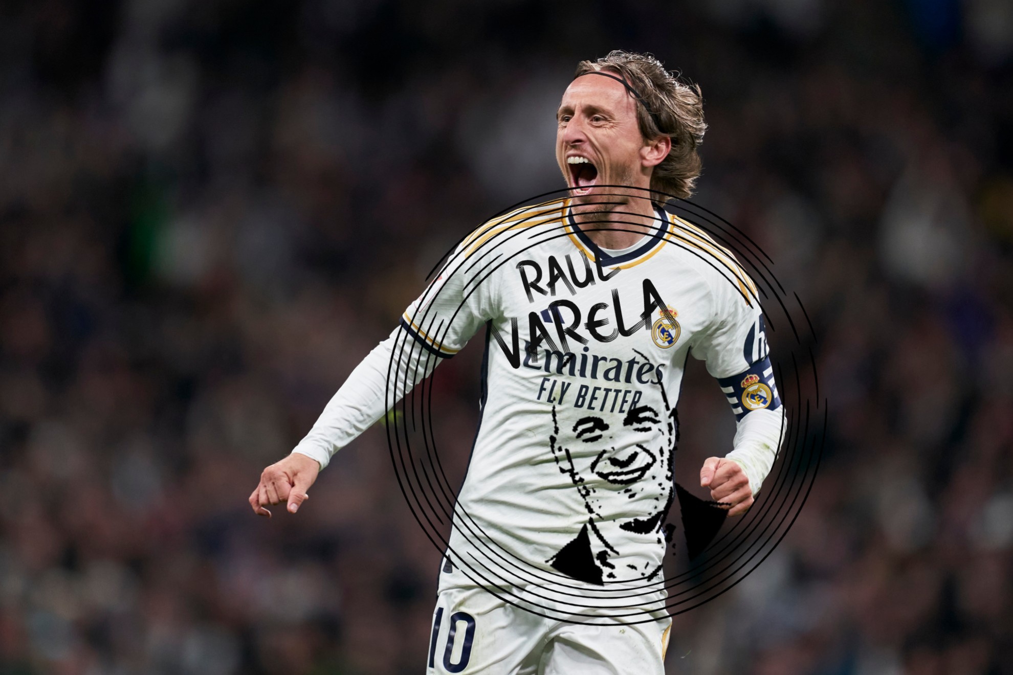Modric celebra su gol en el Bernabéu.