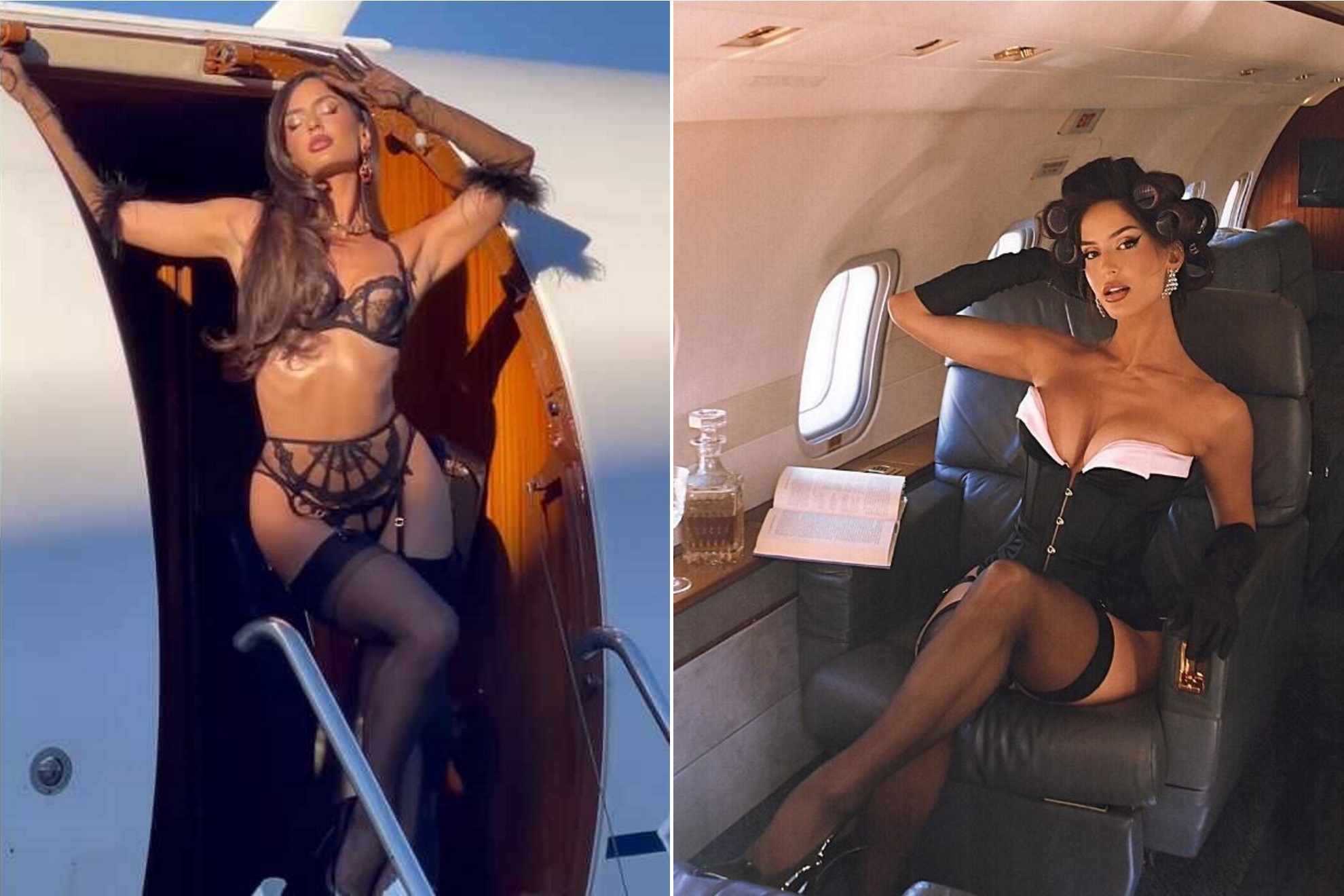 Natalia Barulich, la novia que Neymar robó a Maluma, protagoniza una sensual sesión de fotos en un jet