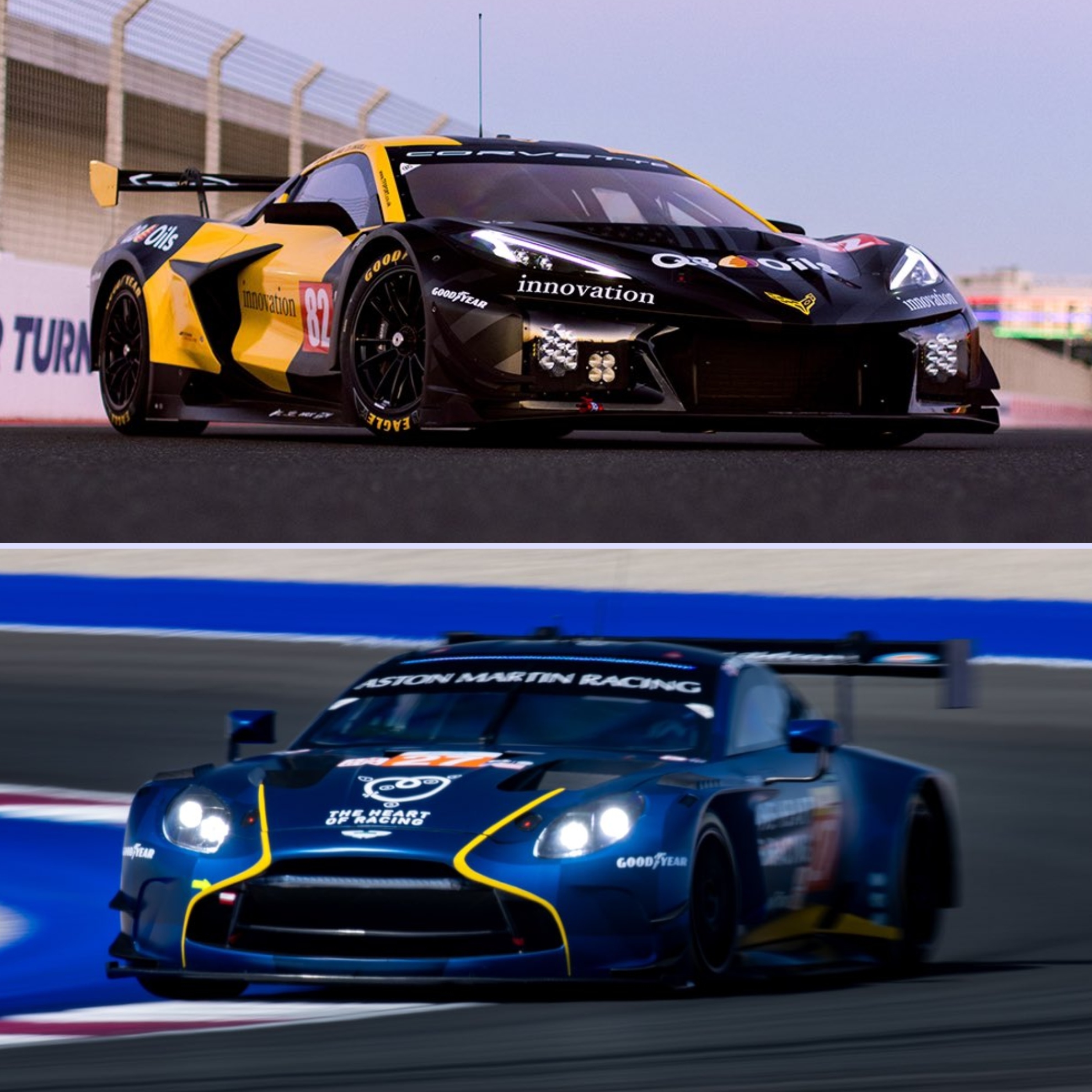 El Corvette #82 y el Aston Martin #27 sern los coches a seguir en la categora LMGT3.