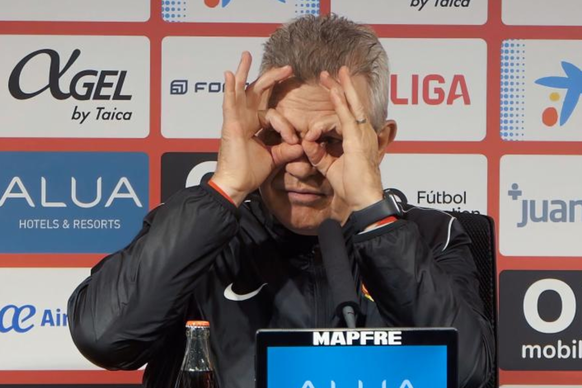 Javier Aguirre, entrenador del Mallorca, durante una comparecencia ante los medios.