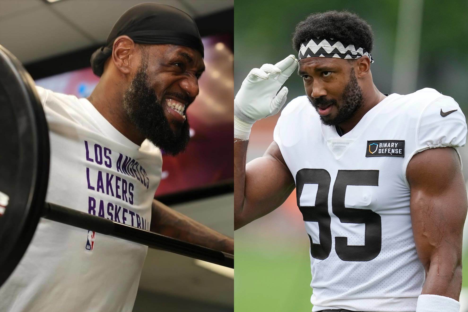 LeBron James and Myles Garrett tested each other in a viral workout