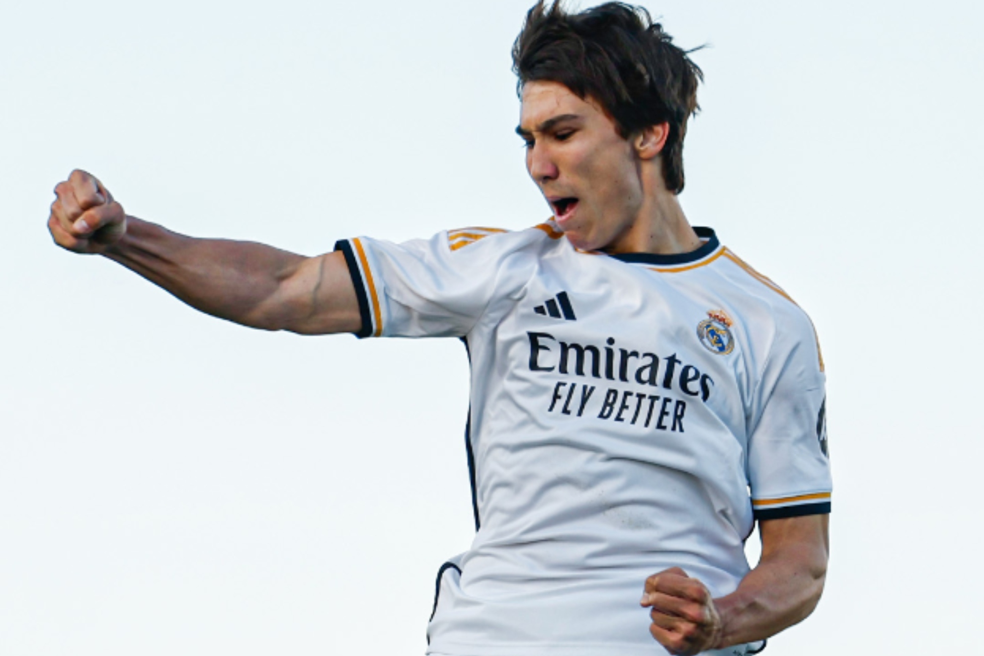 Gonzalo celebra el gol con el que se adelantaba el Madrid ante el Leipzig.