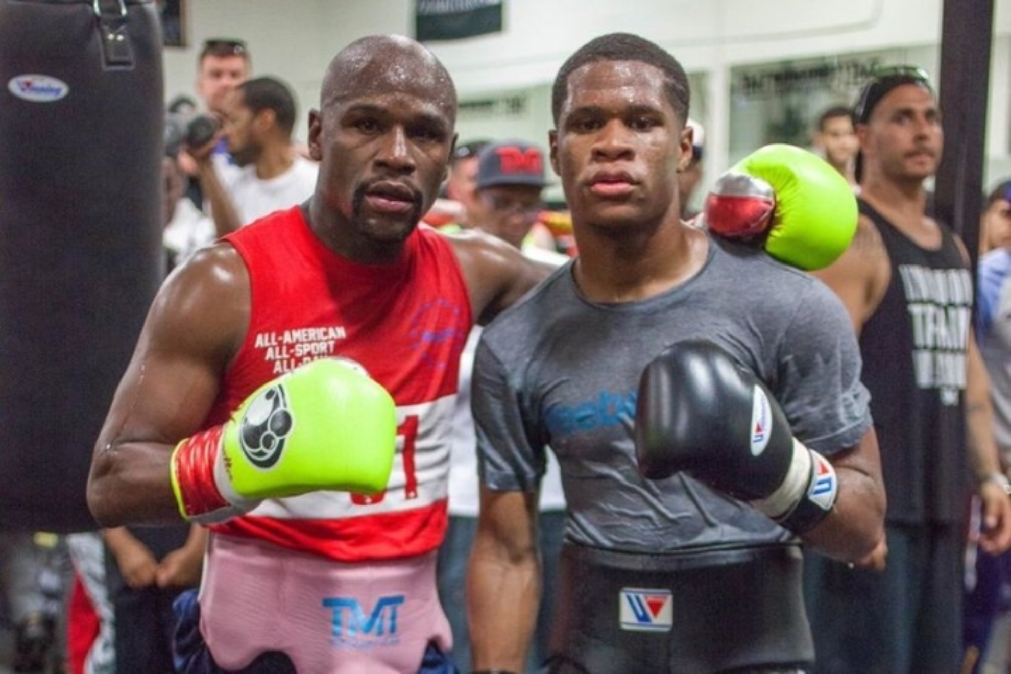 Floyd Mayweather with Davin Haney after sparring